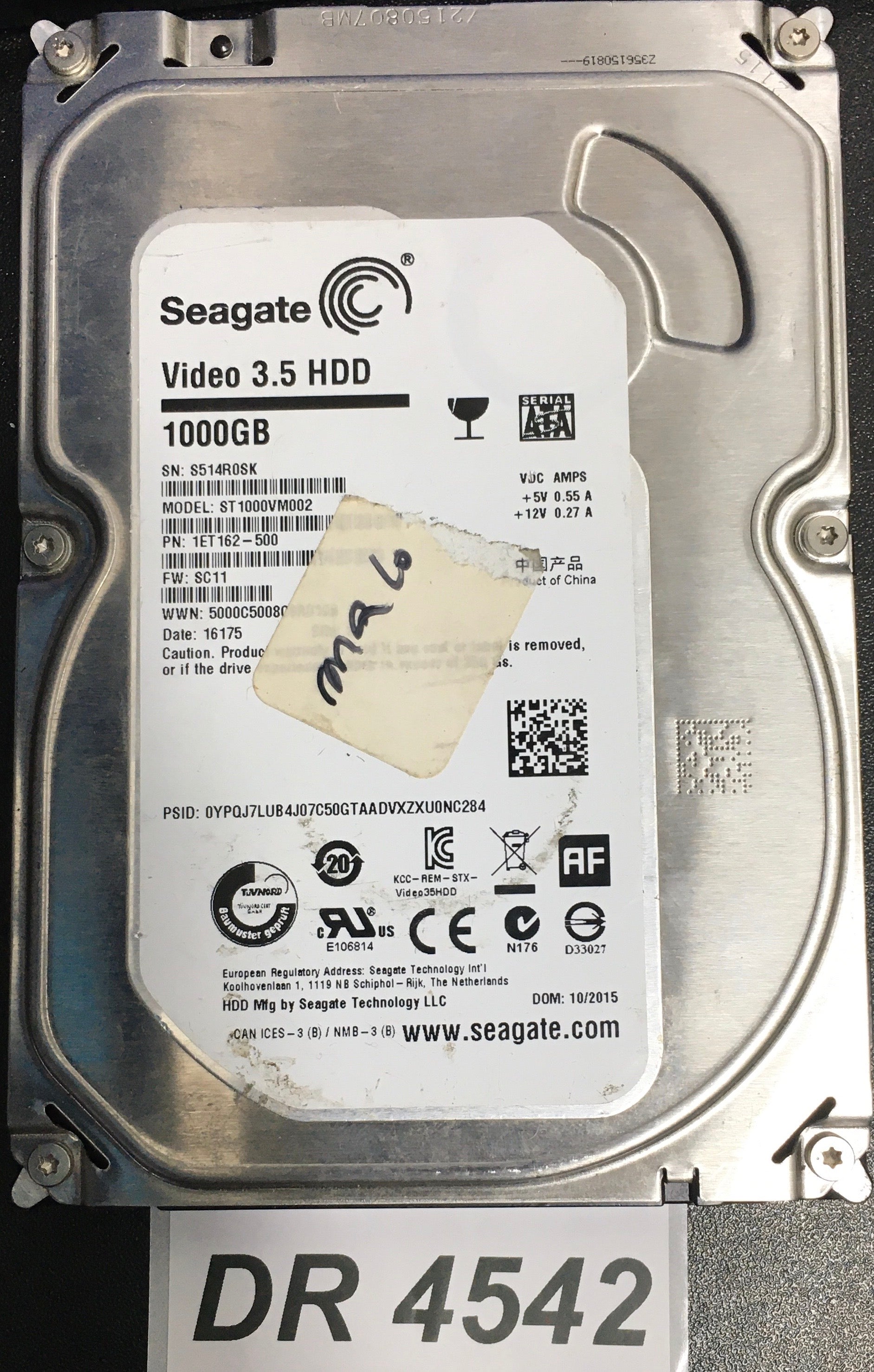 ST1000VM002  Serial:S514R0SK  1000GB 3.5  PCB: 100724095 REV A