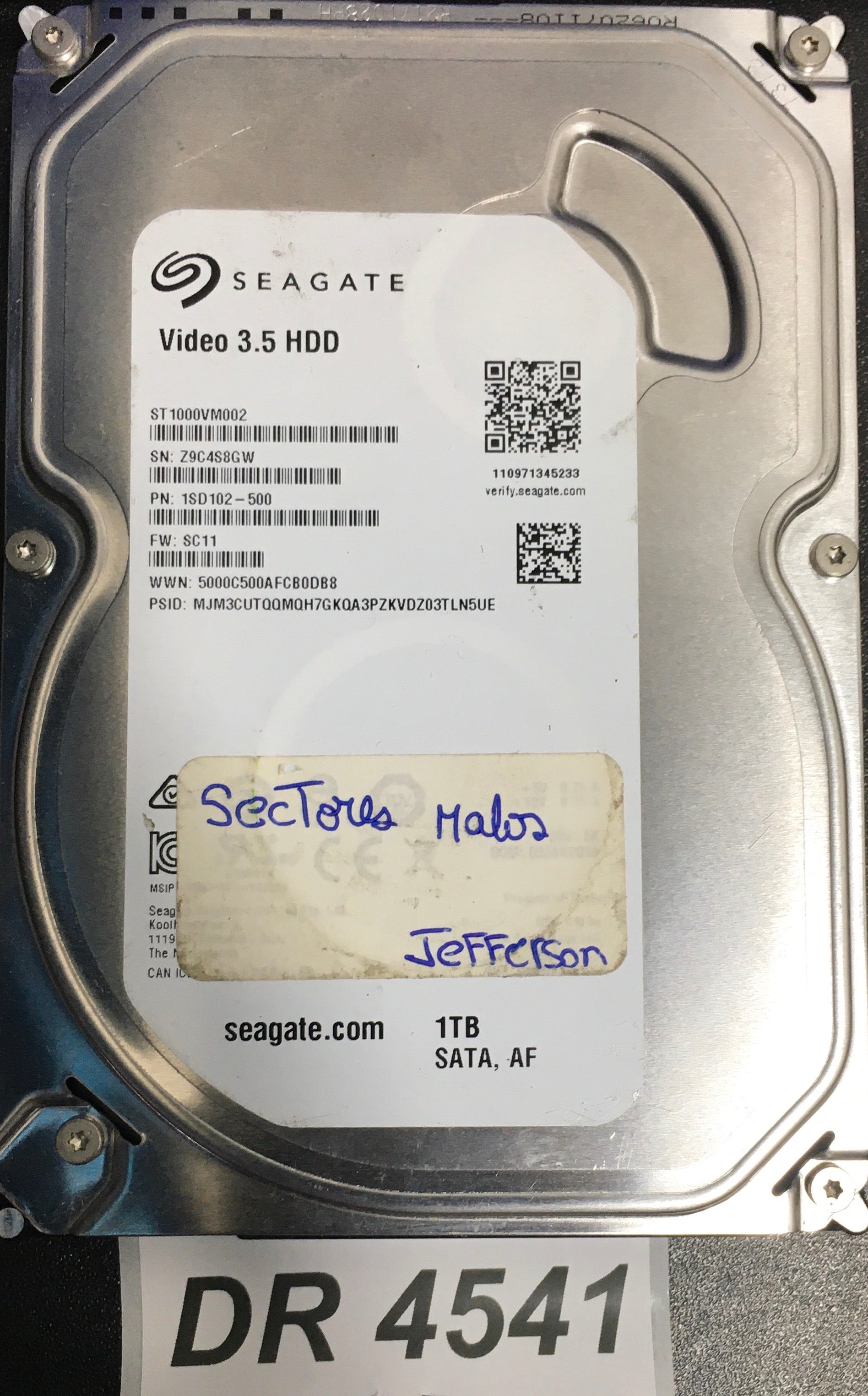 ST1000VM002  Serial:Z9C4S8GW  1000GB 3.5  PCB: 10077400 REV D