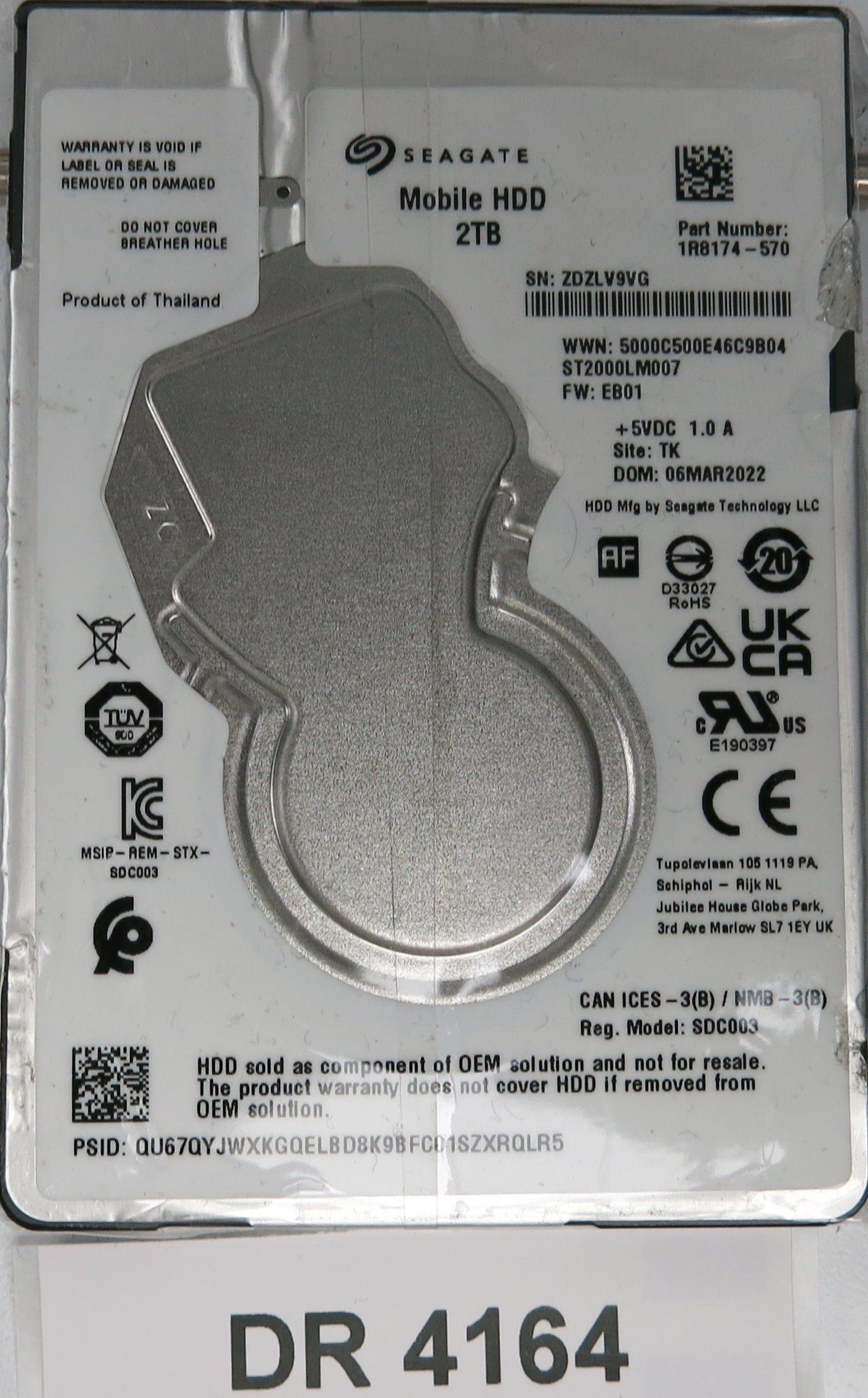 ST2000LM007, P/N: 1R8174-570, FW: EB01, Serial: ZDZLV9VG, 2TB 3.5, PCB: 100836923 REV B