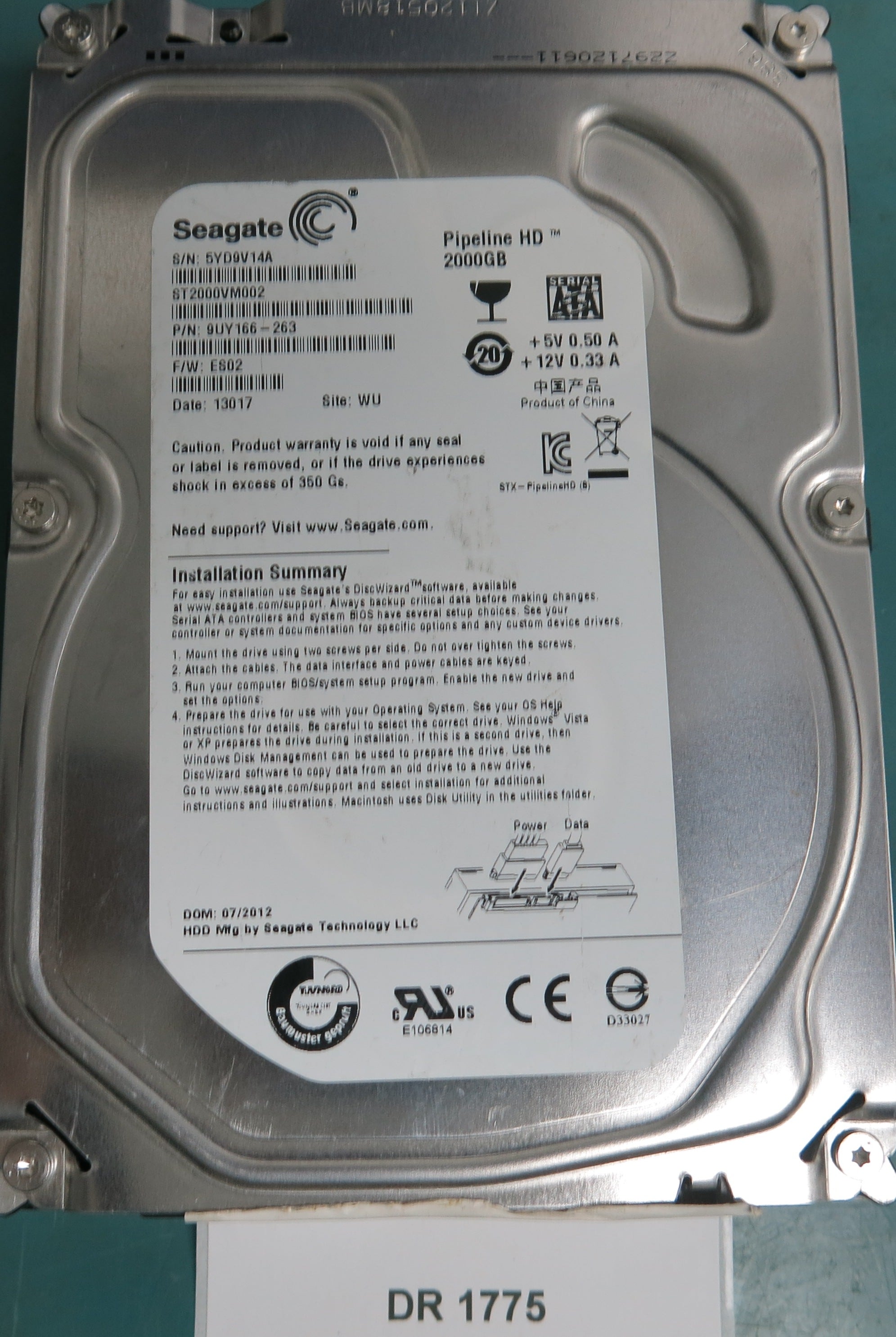 ST2000VM002,  Serial:5YD9V14A,  2TB 3.5,  PCB:100617465- REV B