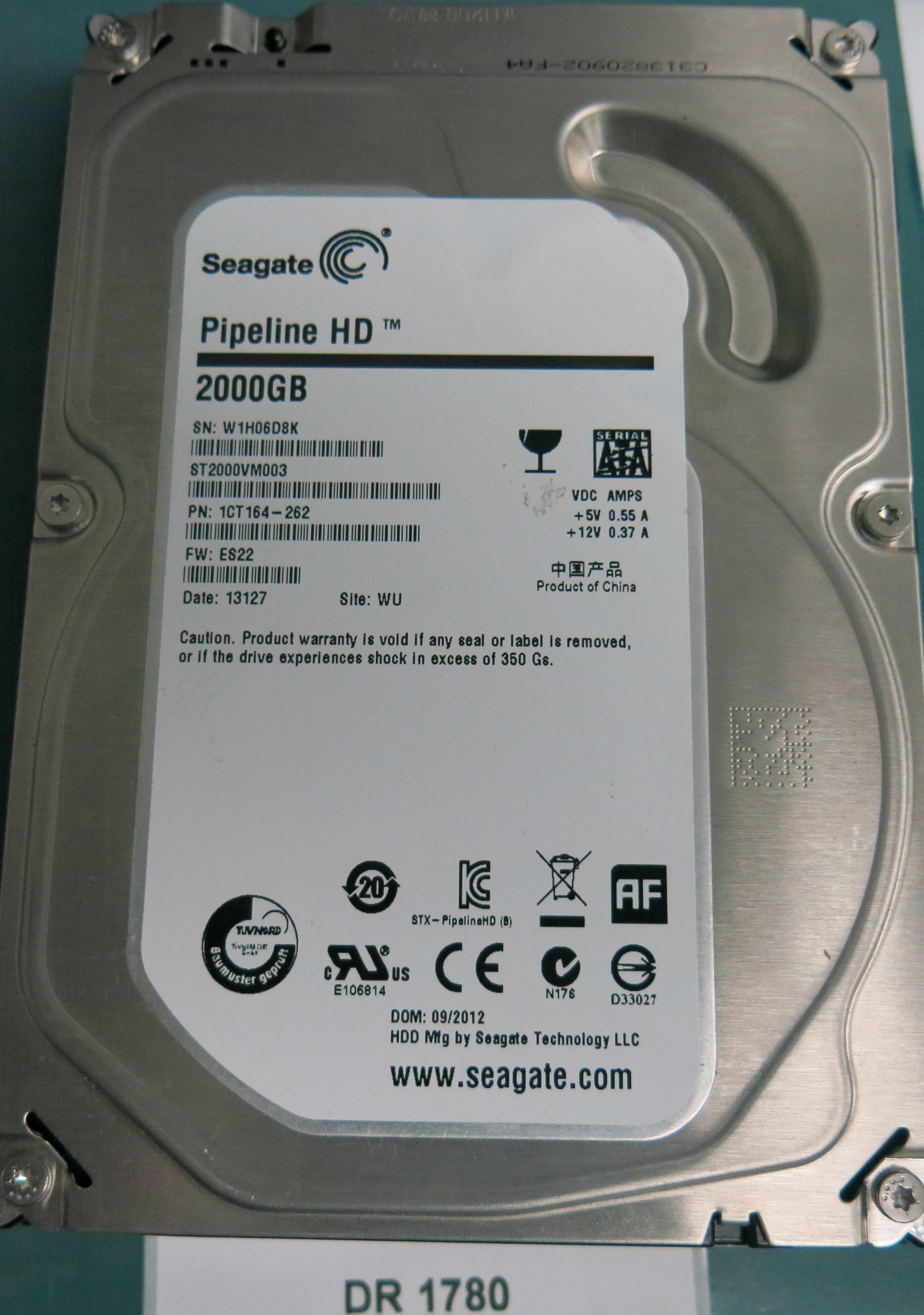 ST2000VM003, P/N: 1CT164-262, FW: ES22, Serial: W1H06D8K, 2000GB 3.5