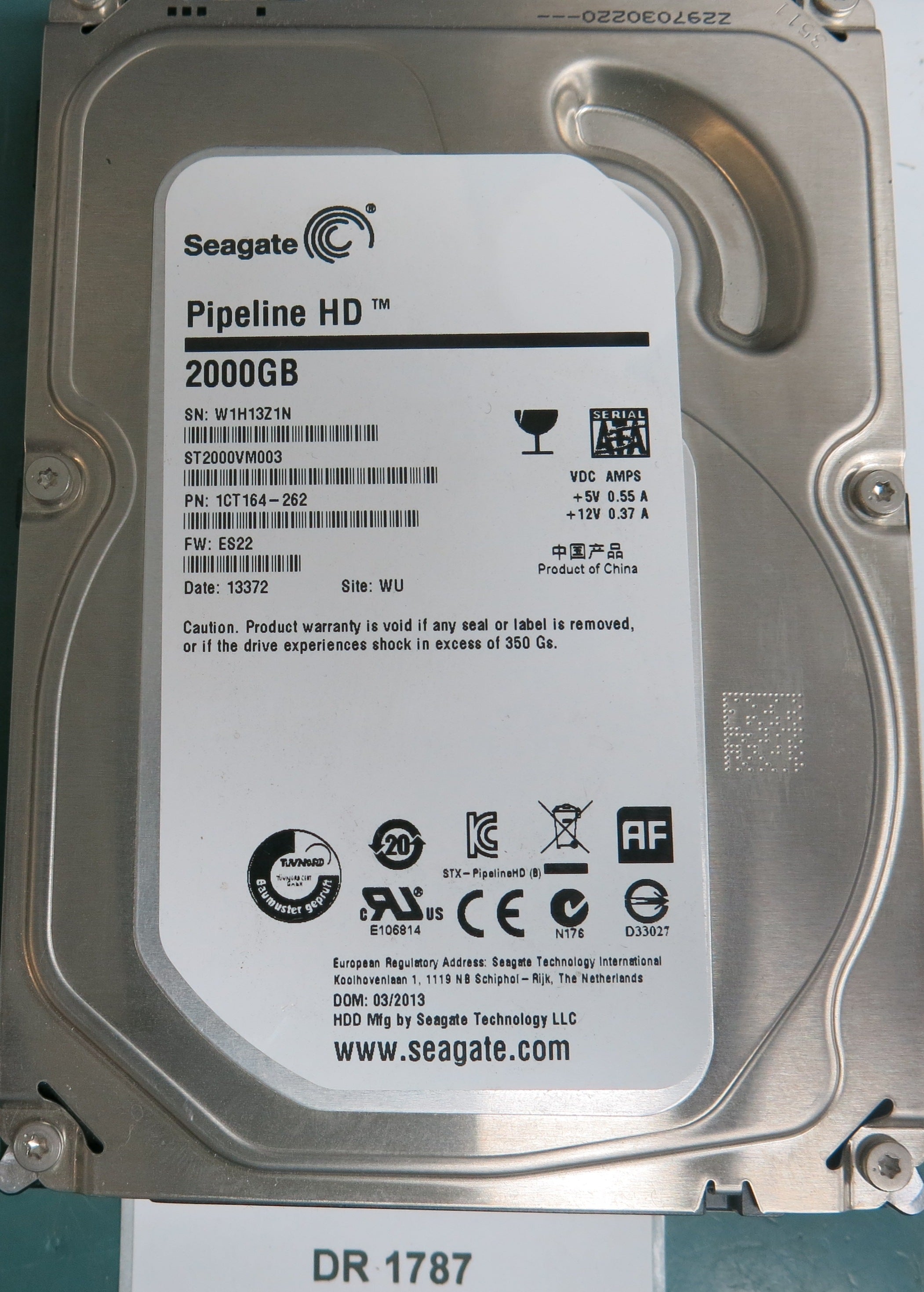 ST2000VM003, P/N: 1CT164-262, FW: ES22, Serial:  W1H13Z1N, 2000GB 3.5