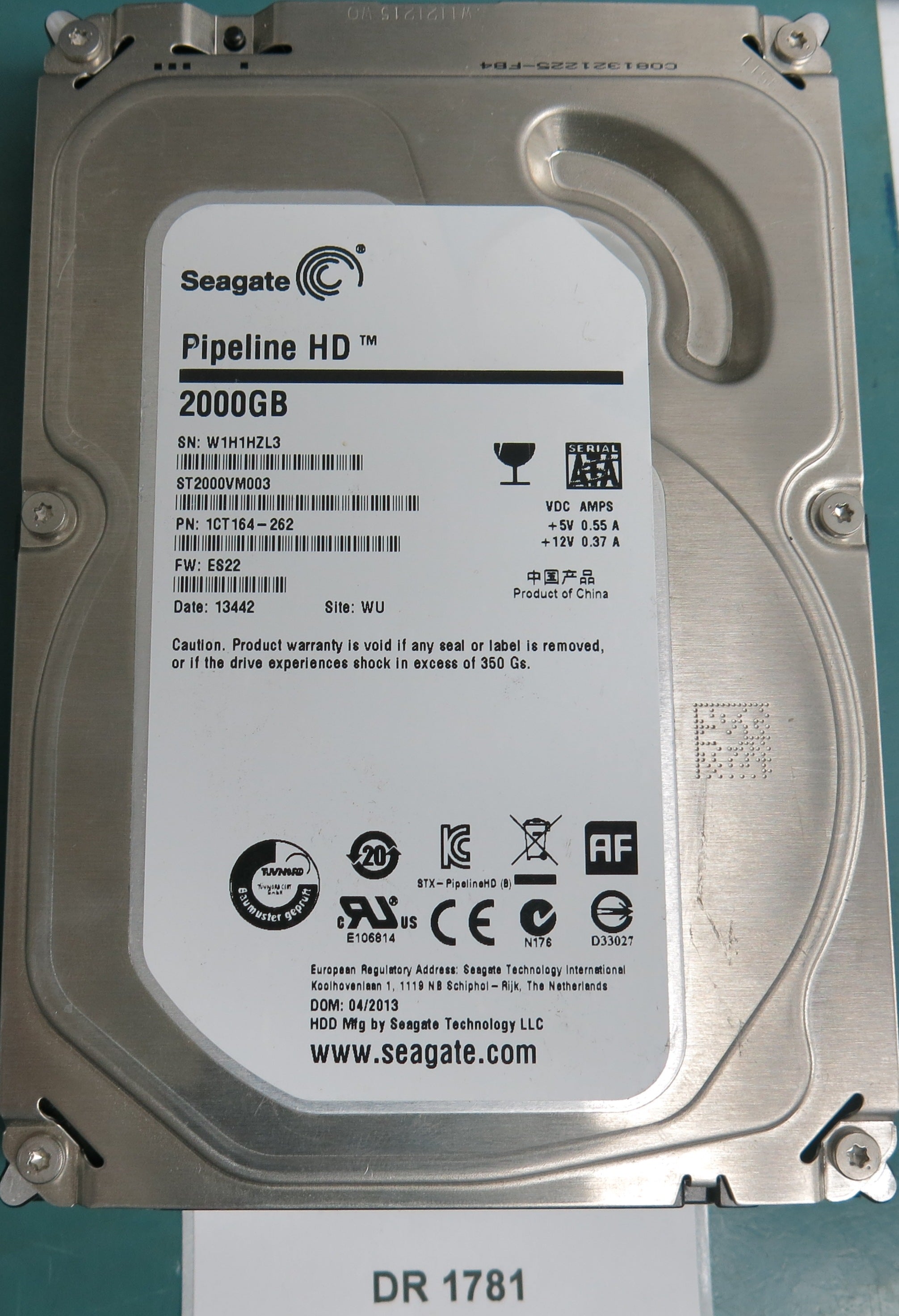 ST2000VM003, P/N: 1CT164-262, FW: ES22, Serial: W1H1HZL3, 2000GB 3.5