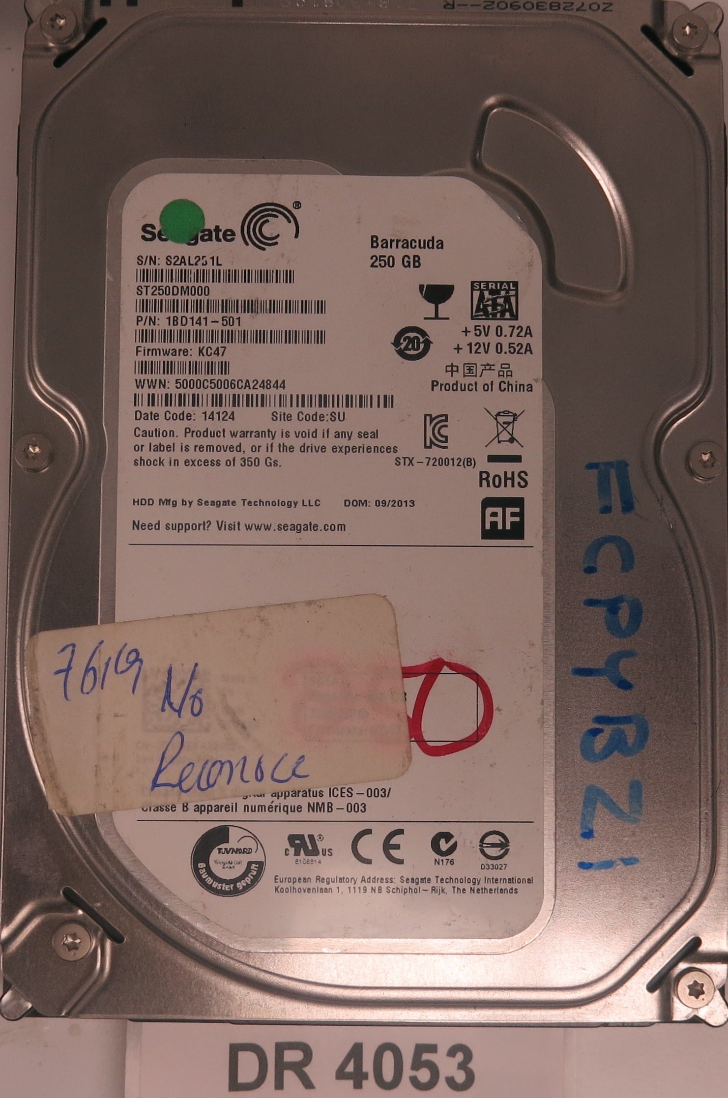 ST250DM000, P/N: 1BD141-501, FW: KC47, Serial: S2AL251L, 250GB 3.5, PCB: 100535704 REV C