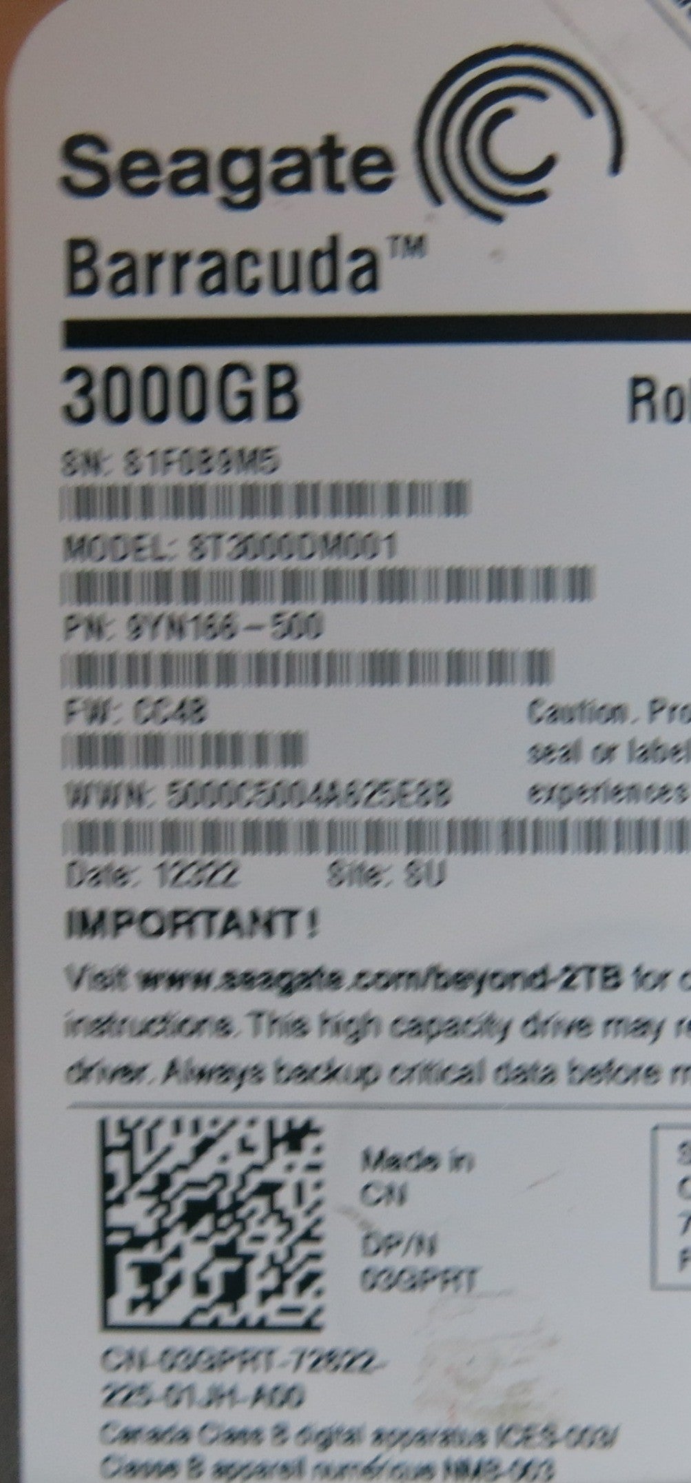 ST3000DM001 FW CC4B 100664987 REV A PCB