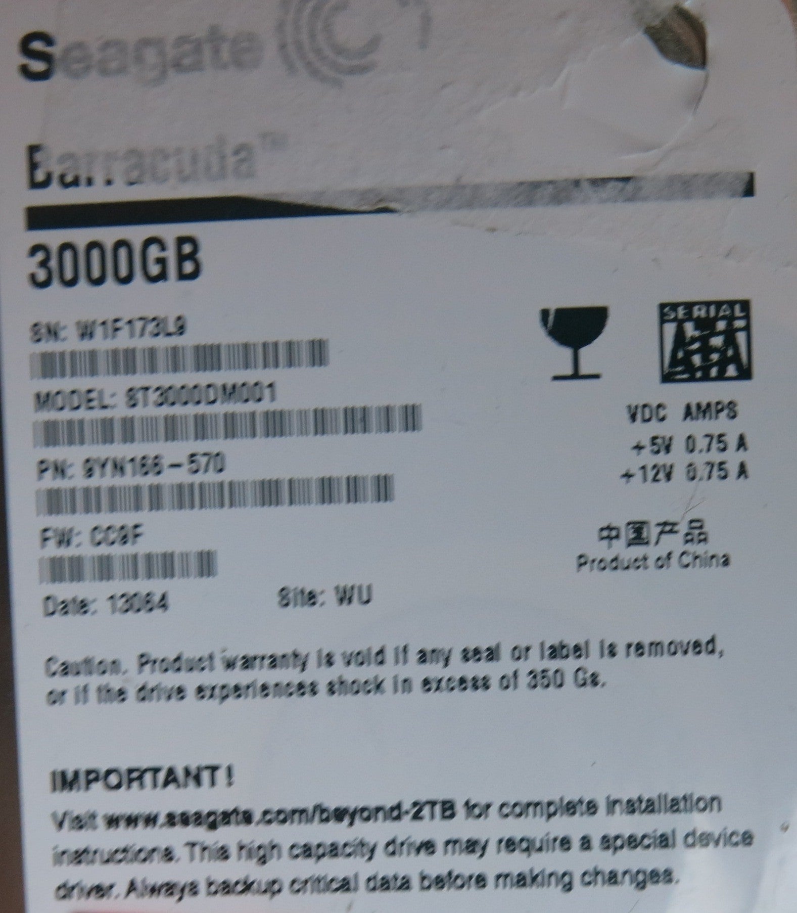 ST3000DM001, PN 9YN166-570, 100664987 REV B PCB