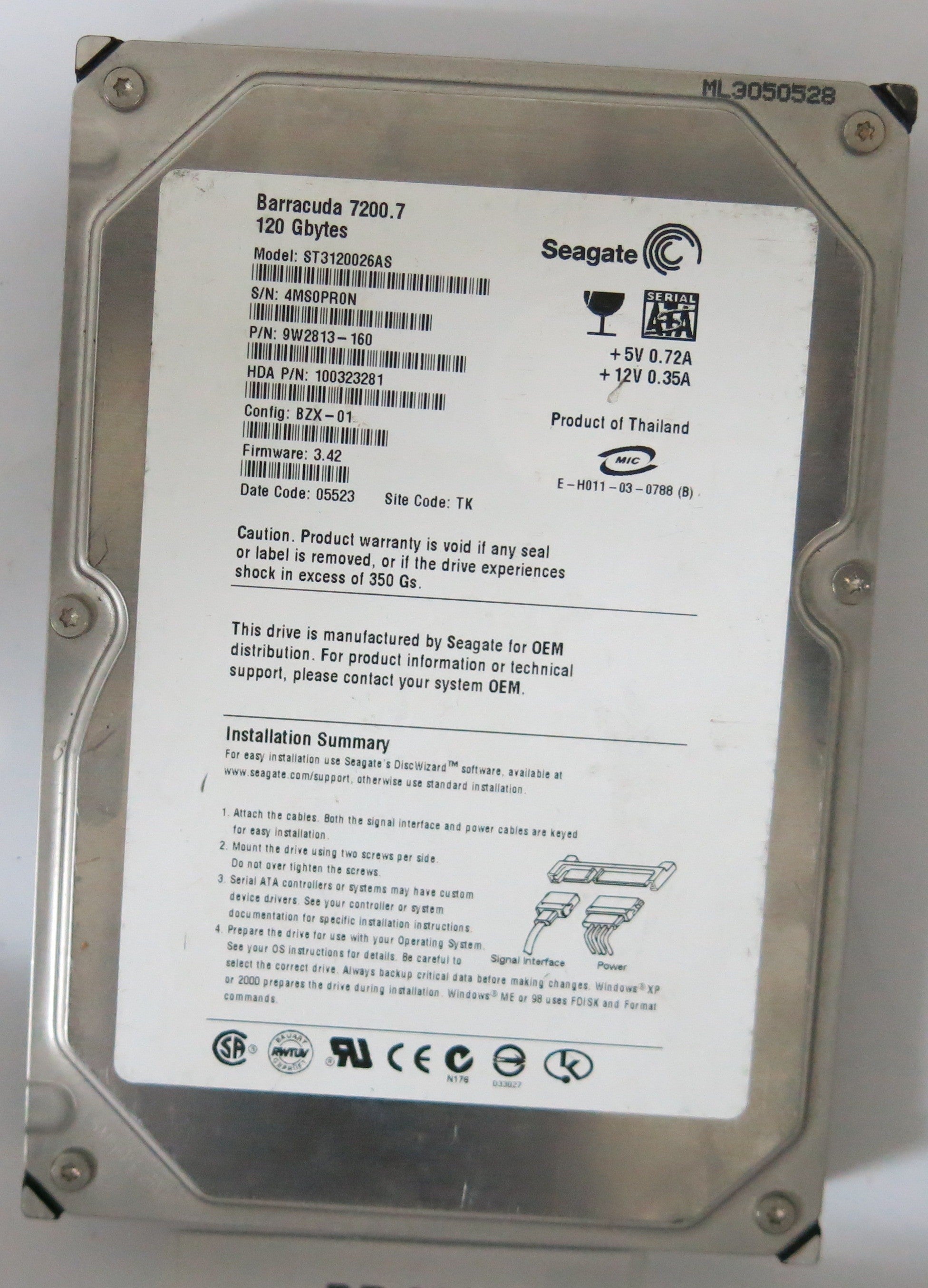 ST3120026AS PN 9W2813-160FW 3.42 120 GB