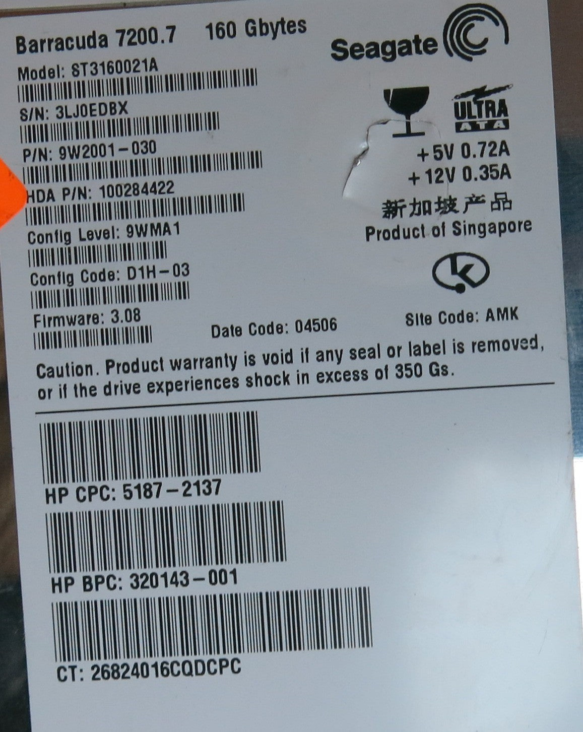 ST3160021A FW 3.08 100306042 REV A PCB