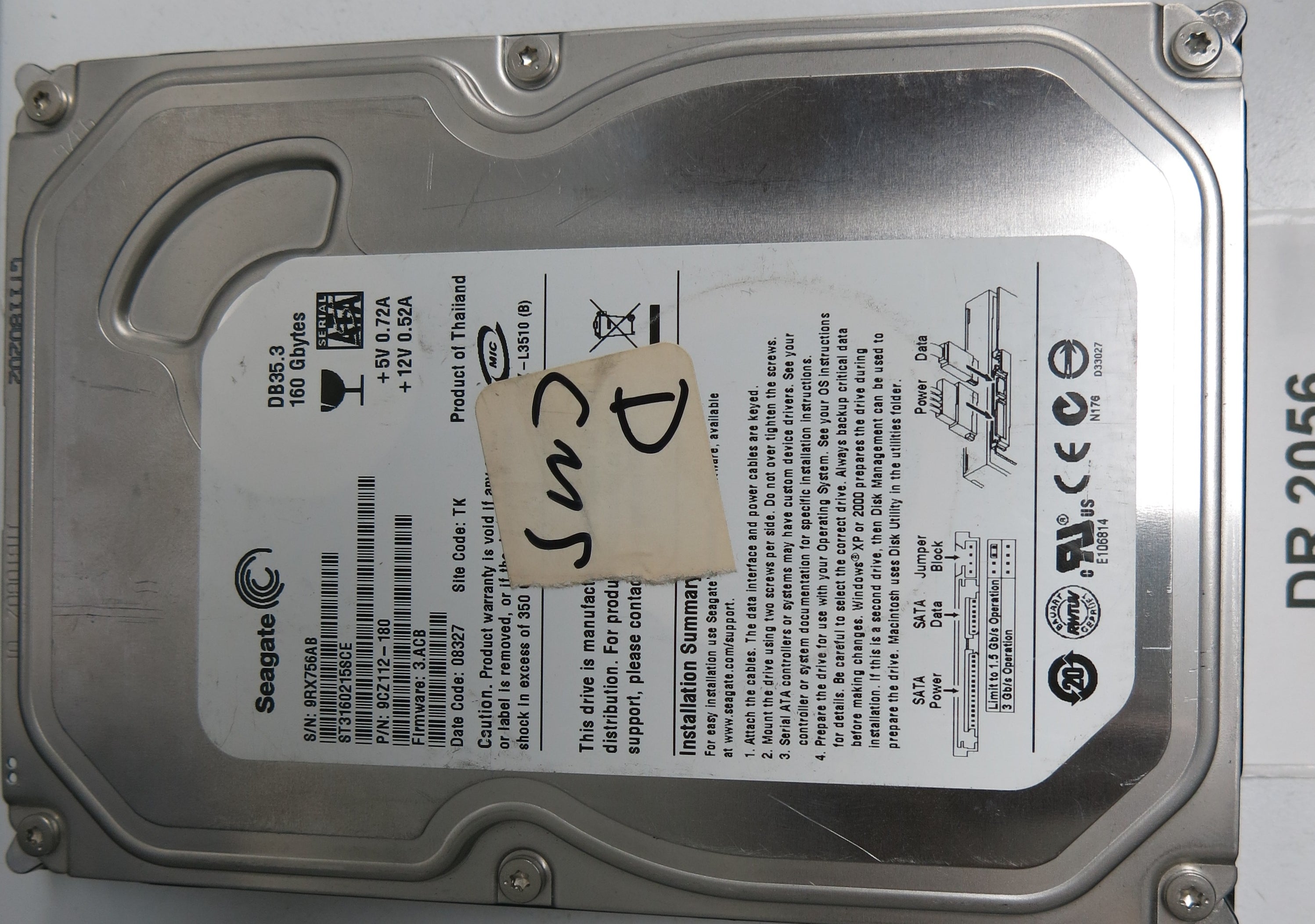 ST3160215SCE P/N: 9CZ112-180 FW: 3.ACB Serial: 9RX756AB 160GB 3.5 PCB: 100422559 REV C