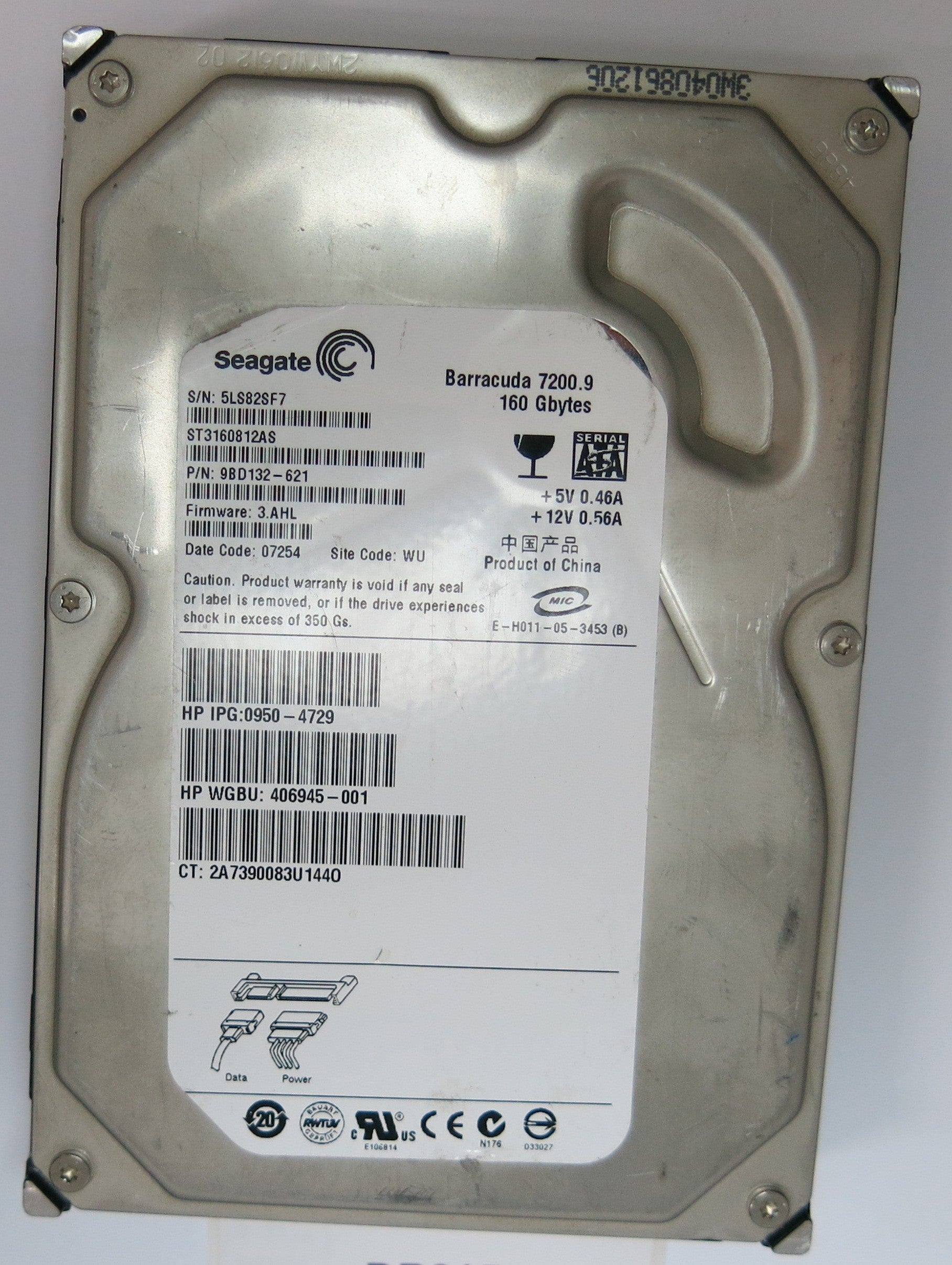 ST3160812AS PN 9BD132-621FW 3.AHL 160GB