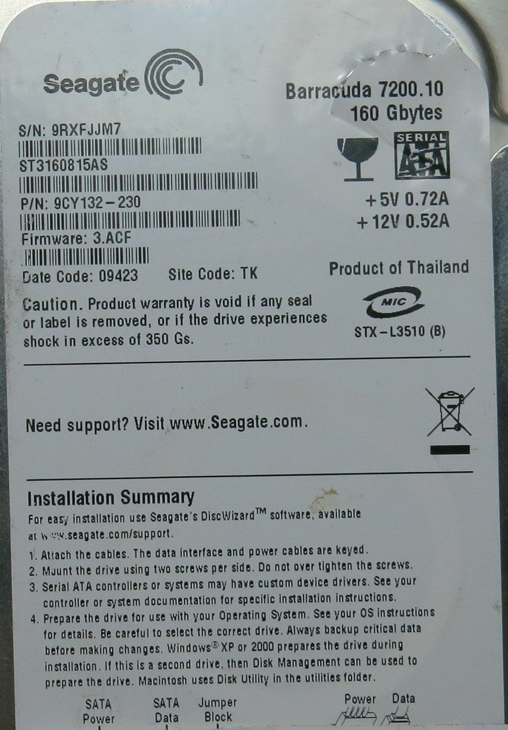 ST3160815AS 100428473 REV C  PCB