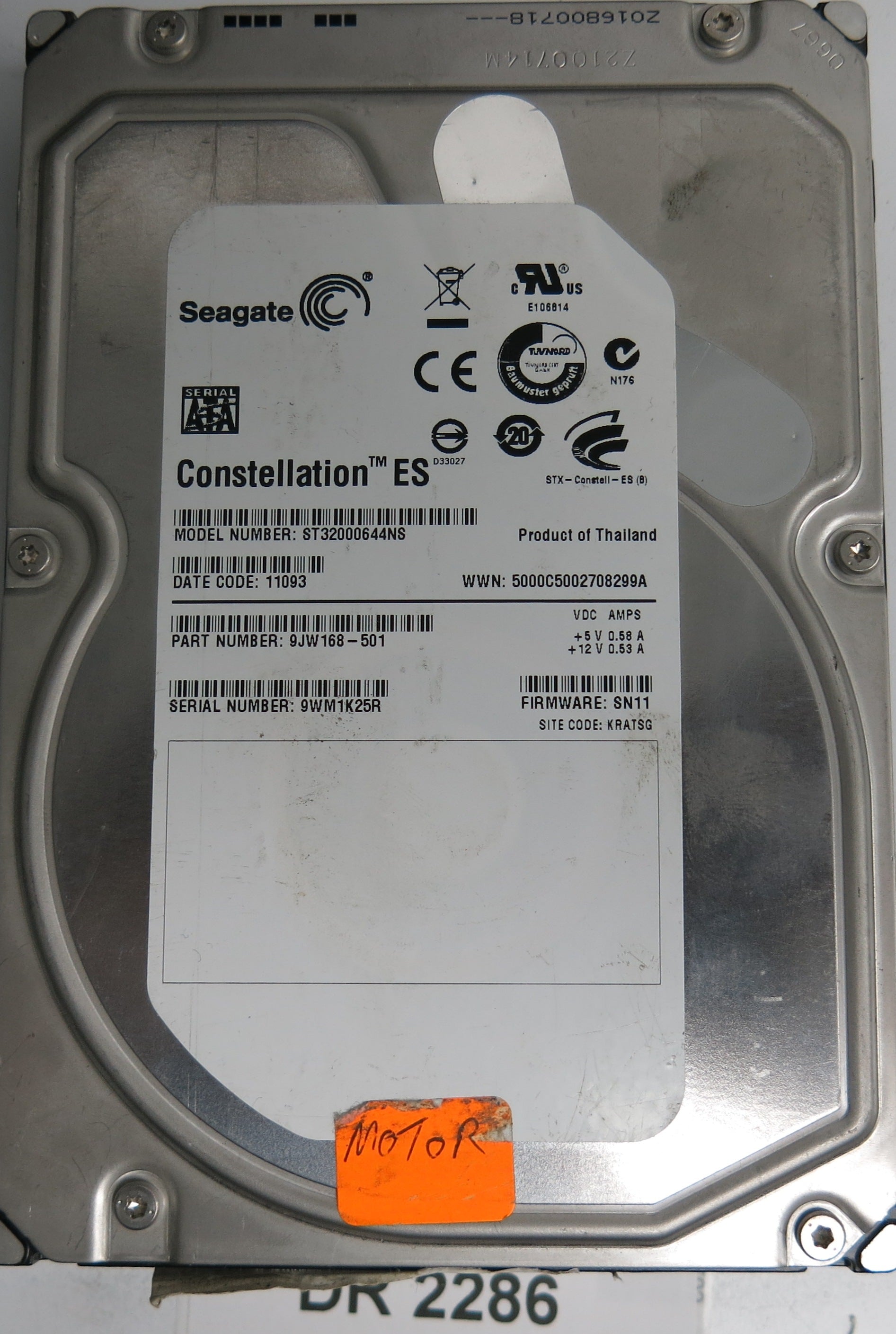 ST32000644NS, P/N: 9JW168-501, Serial: 9WM125R, PCB: 100579470 REV B
