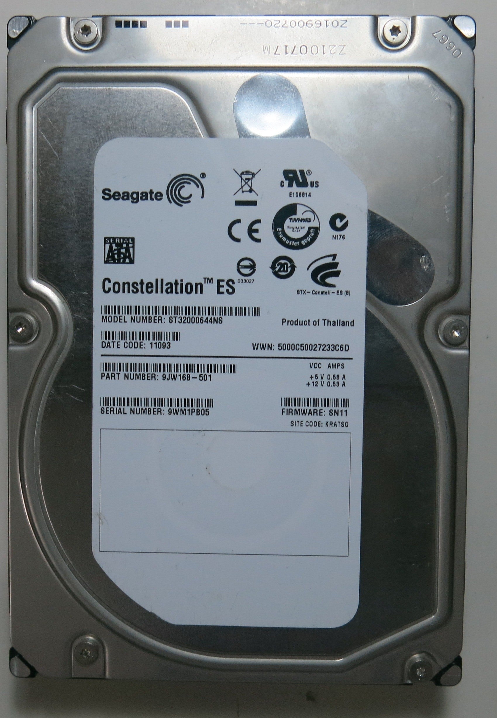 ST32000644NS PCB: 100599470 REV B SERIAL NUMBER: 9WM1PB05 PN 9JW168-501 FW SN11 2TB