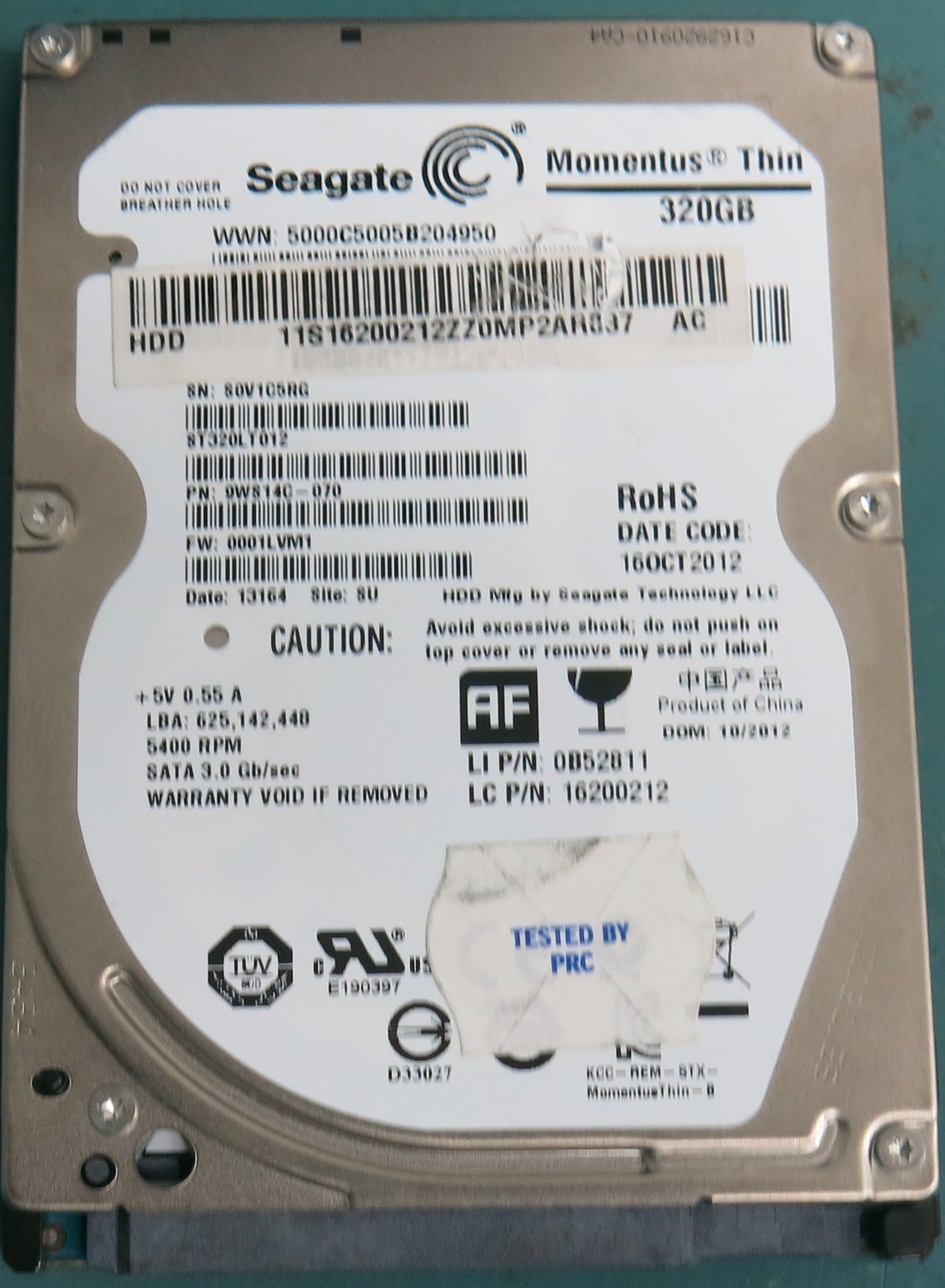 ST320LT012, P/N:  9W814C-070, FW: 0001LVM1, 350GB 2.5