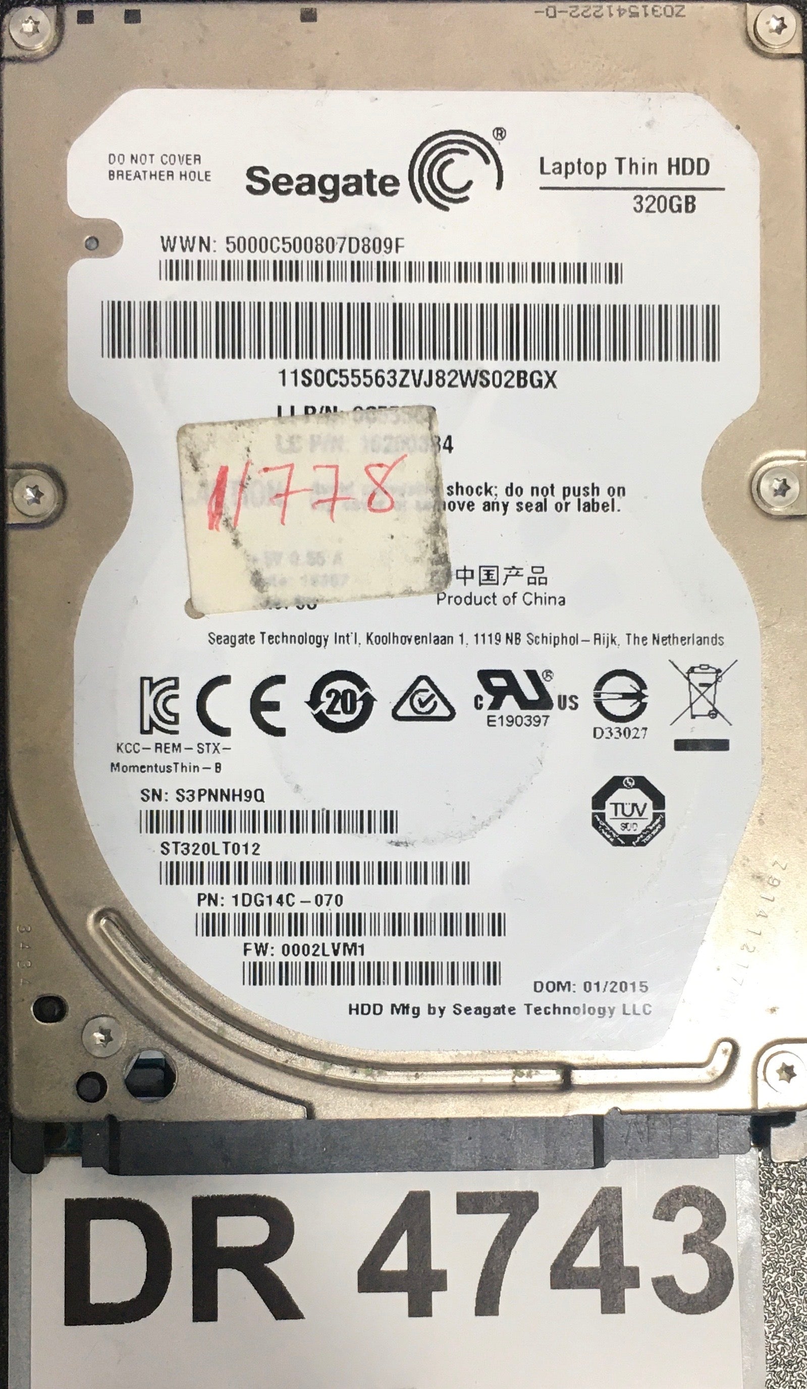 ST320LT012,  Serial: S3PNNH9Q,  320GB 2.5,  PCB : 100729420 REV B,