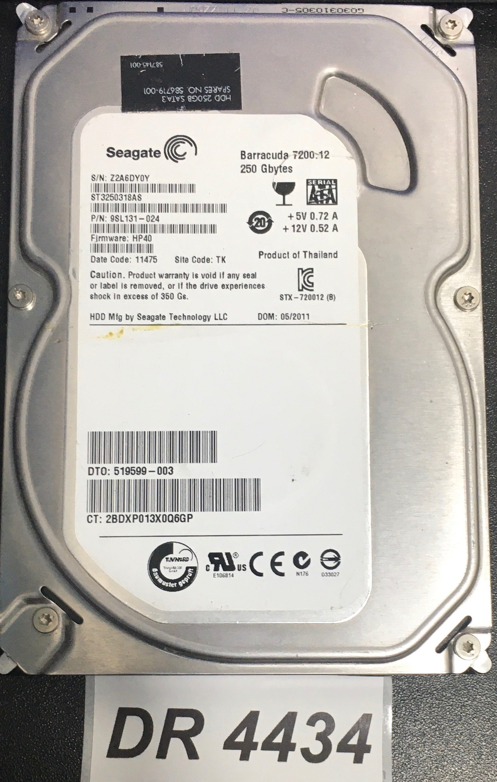 ST3250318AS P/N:  9SL131-024  FW:HP40 Serial Number:Z2A6DY0Y   250GB 3.5  PCB: 100535704 REV A
