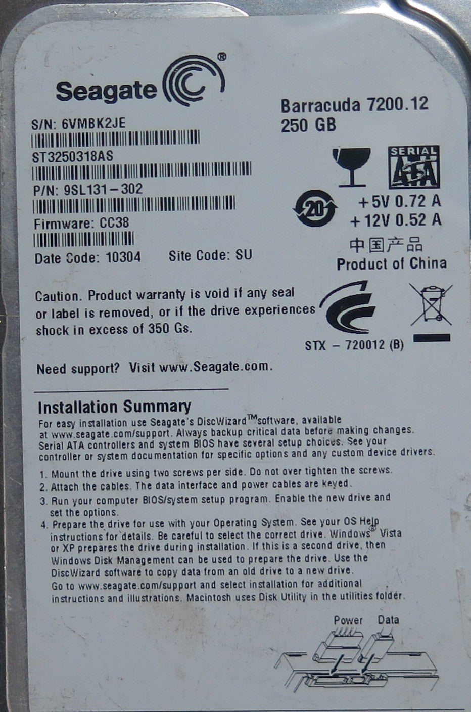 ST3250318AS, PN 9SL131-302, 100336321 REV B PCB