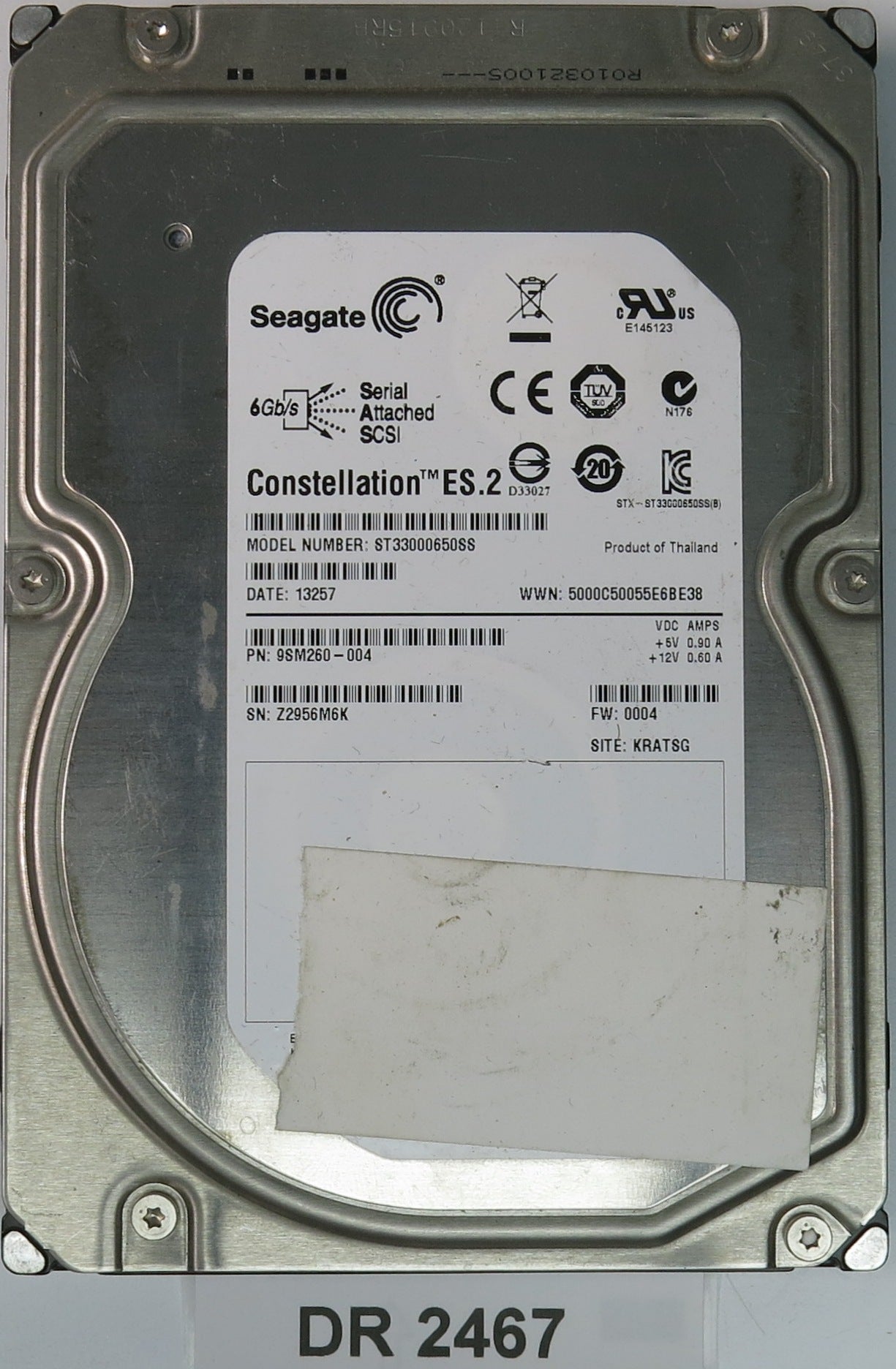 ST33000650SS, P/N: 9SM260-004, FW: 0004, Serial: Z2956M6K