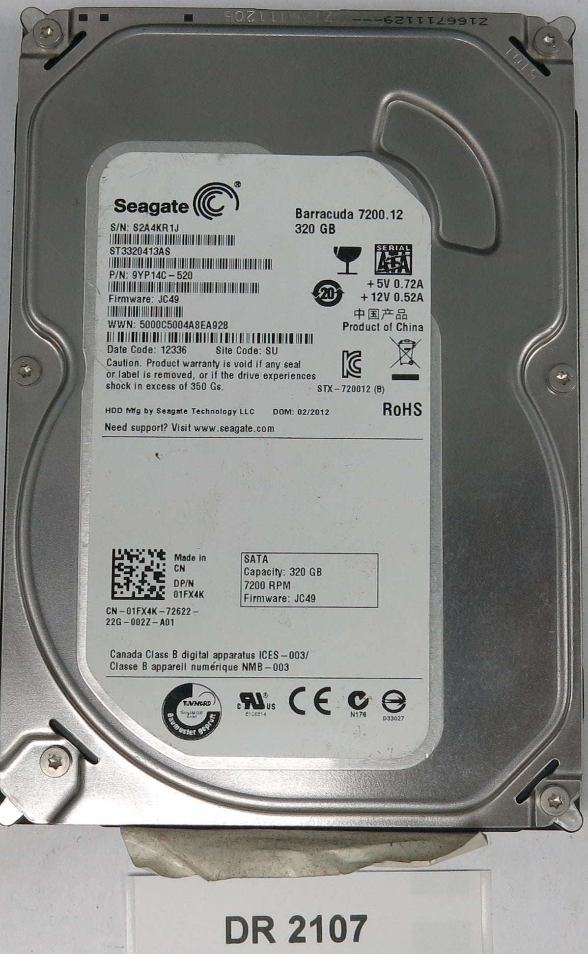 ST3320413AS, P/N: 9YP14C-520, FW: JC49, Serial: S2A4KR1J, 320GB 3.5, PCB: 100535704 REV C