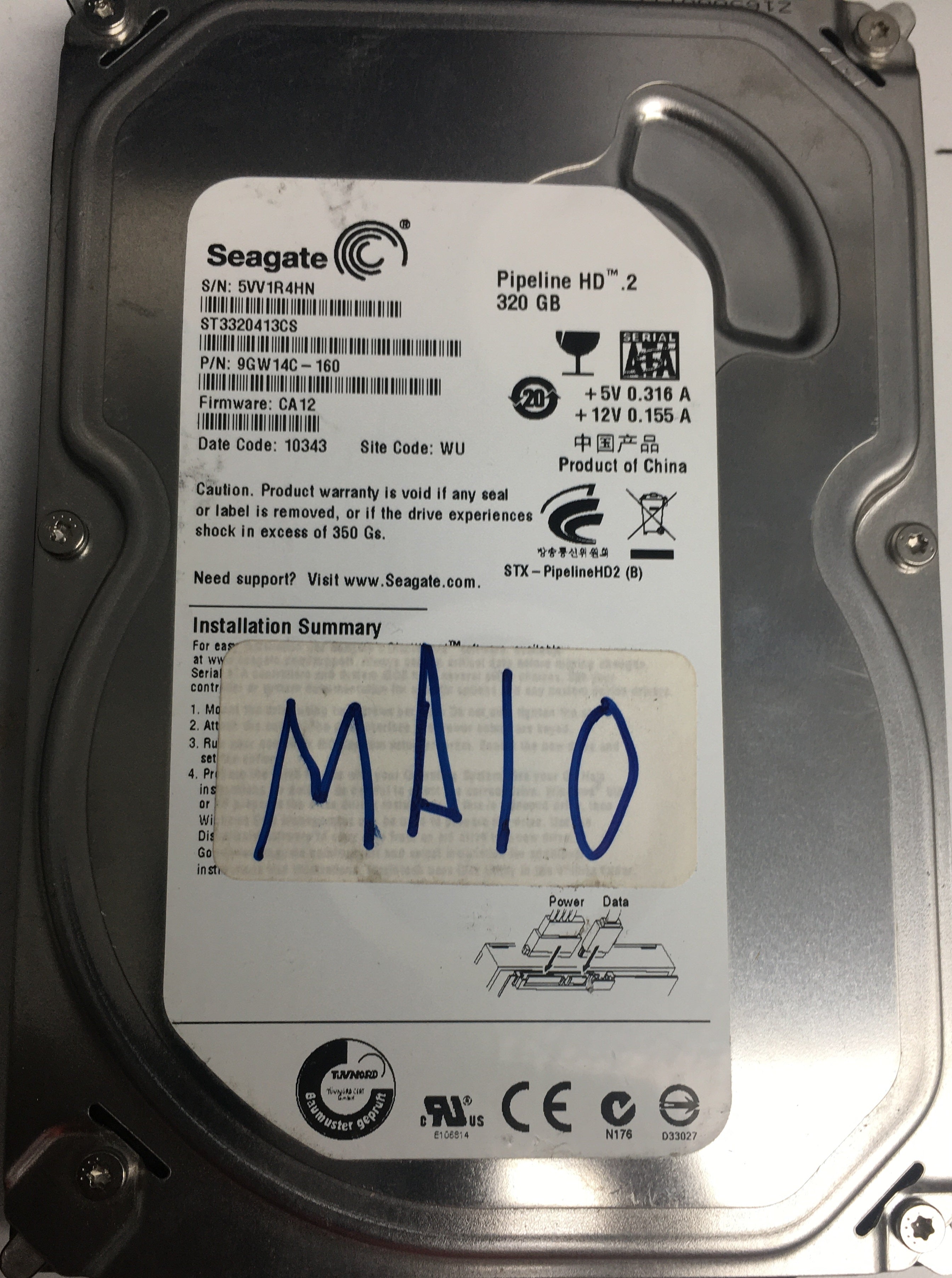 ST3320413CS, Part Number:  9GW14C-160, 350GB 3.5