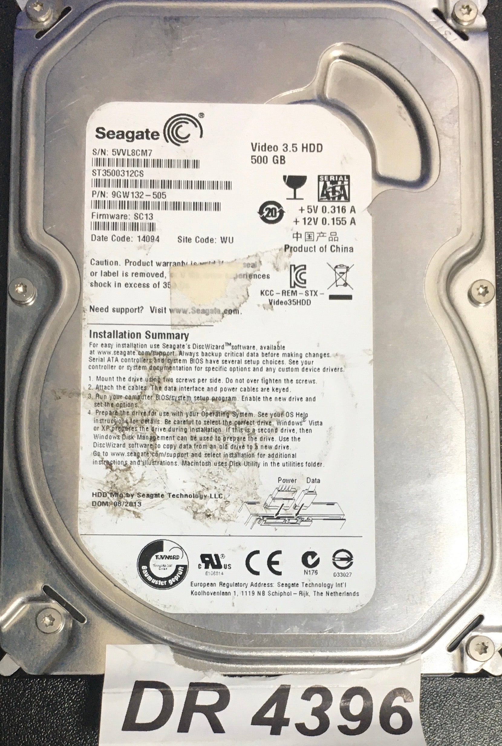 ST3320418AS P/N:  9SL14C-515  FW:CC44 Serial Number: 9VMHMKEJ  320GB 3.5  PCB: 100535704 REV A
