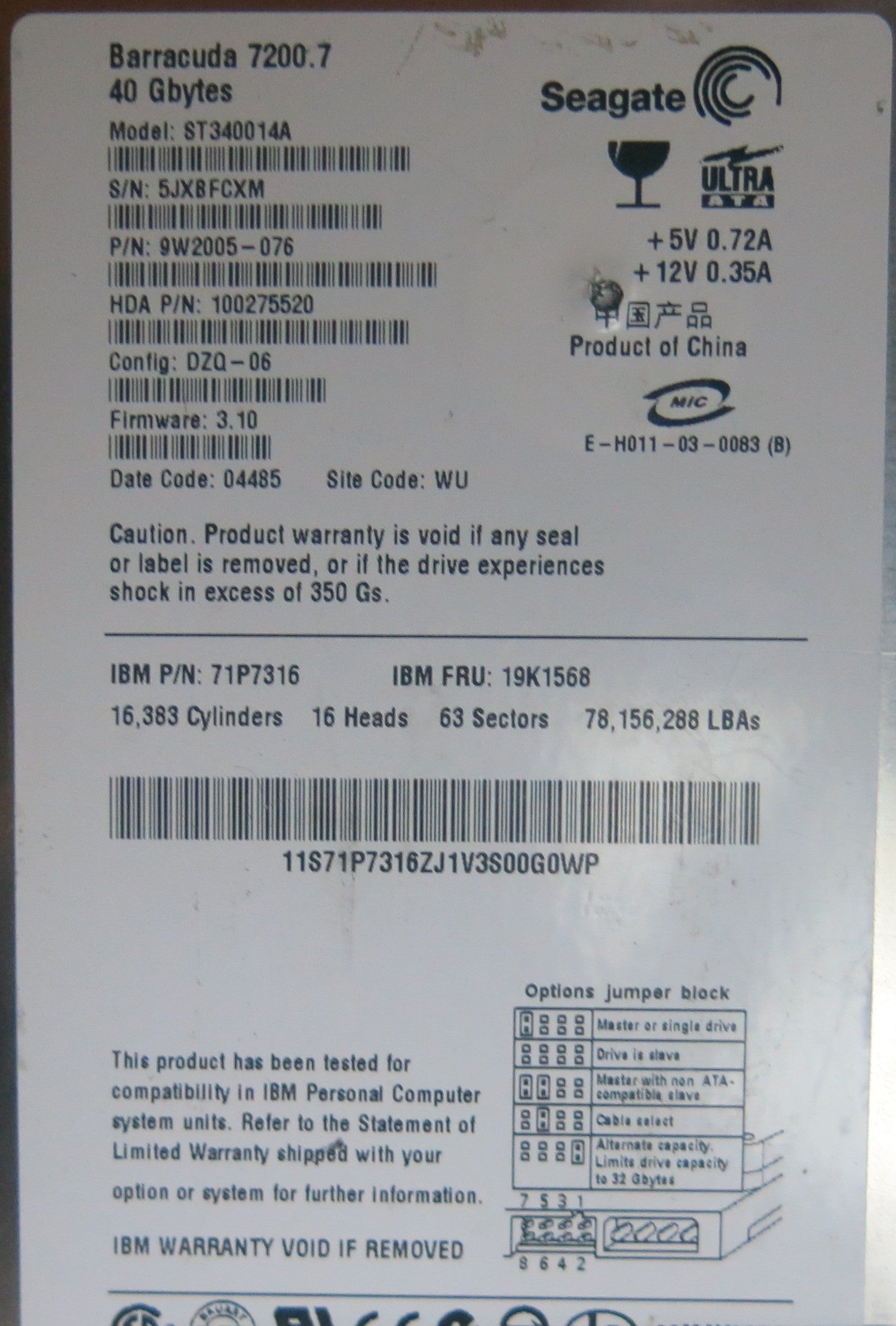 ST340014A, PN 100275520, 100306042 REV A PCB