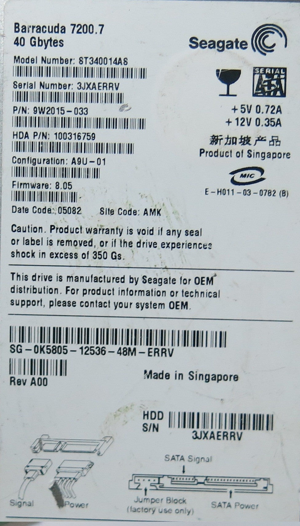 ST340014AS 100306336 REV A PCB