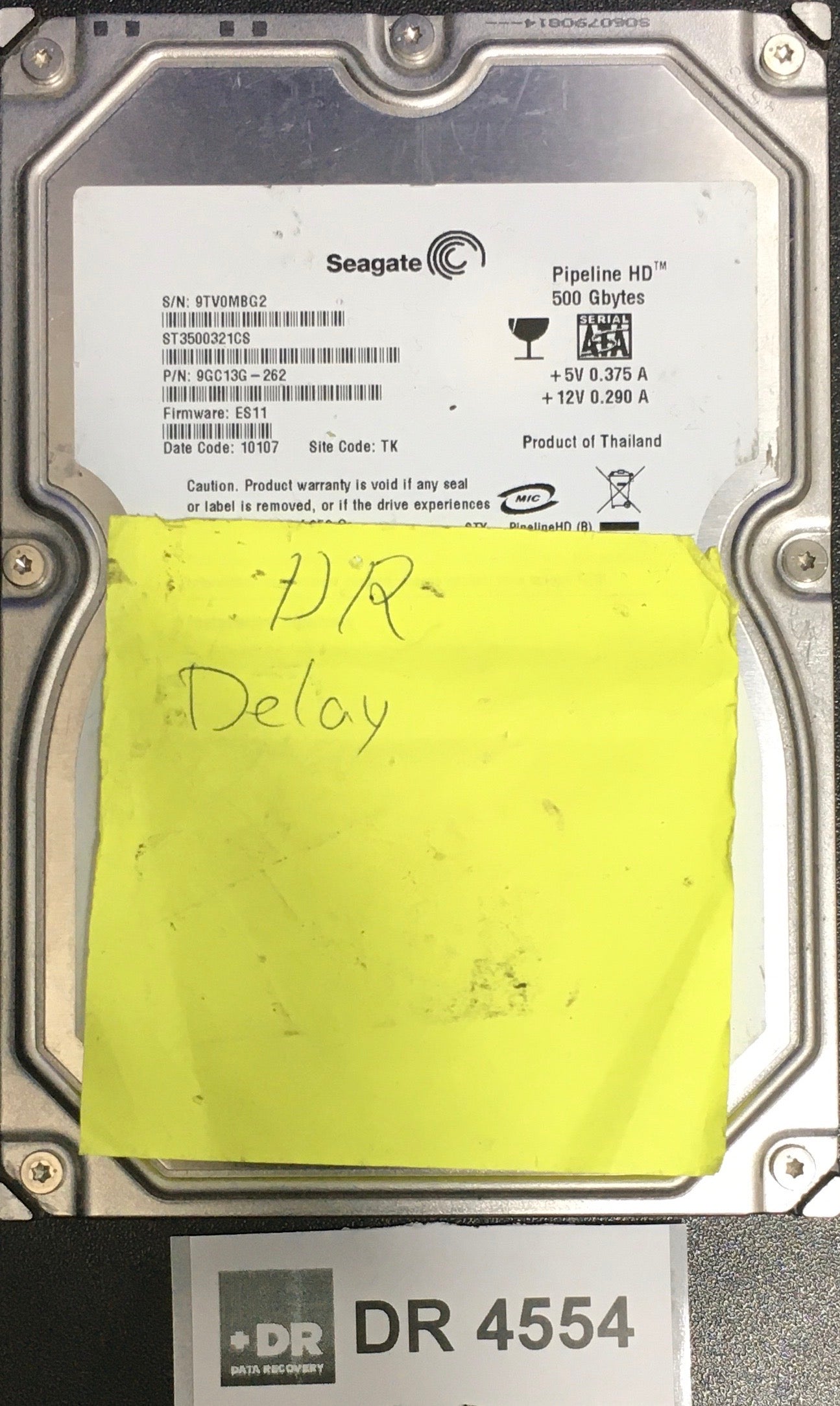 ST3500321CS,  P/N:9GC13G'262,  FW: ES11,  Serial: 9TV0MBG2,  500GB 3.5  100513697PCB:- REV B