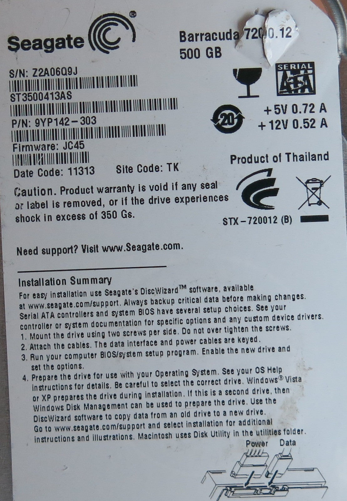 ST3500413AS FW JC45 100535804 REV C PCB