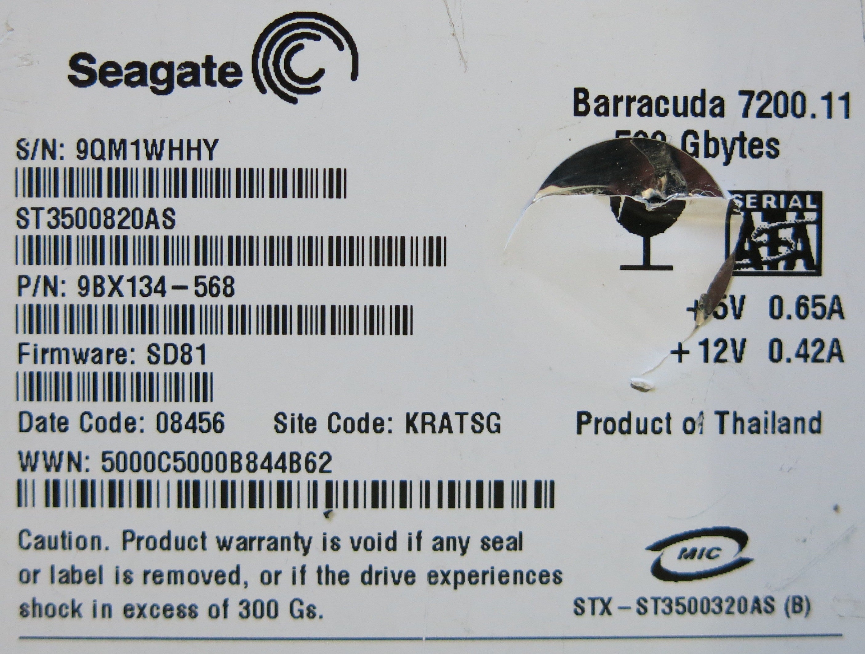 ST3500820AS 100466725 REV A DLAJ-4 PCB