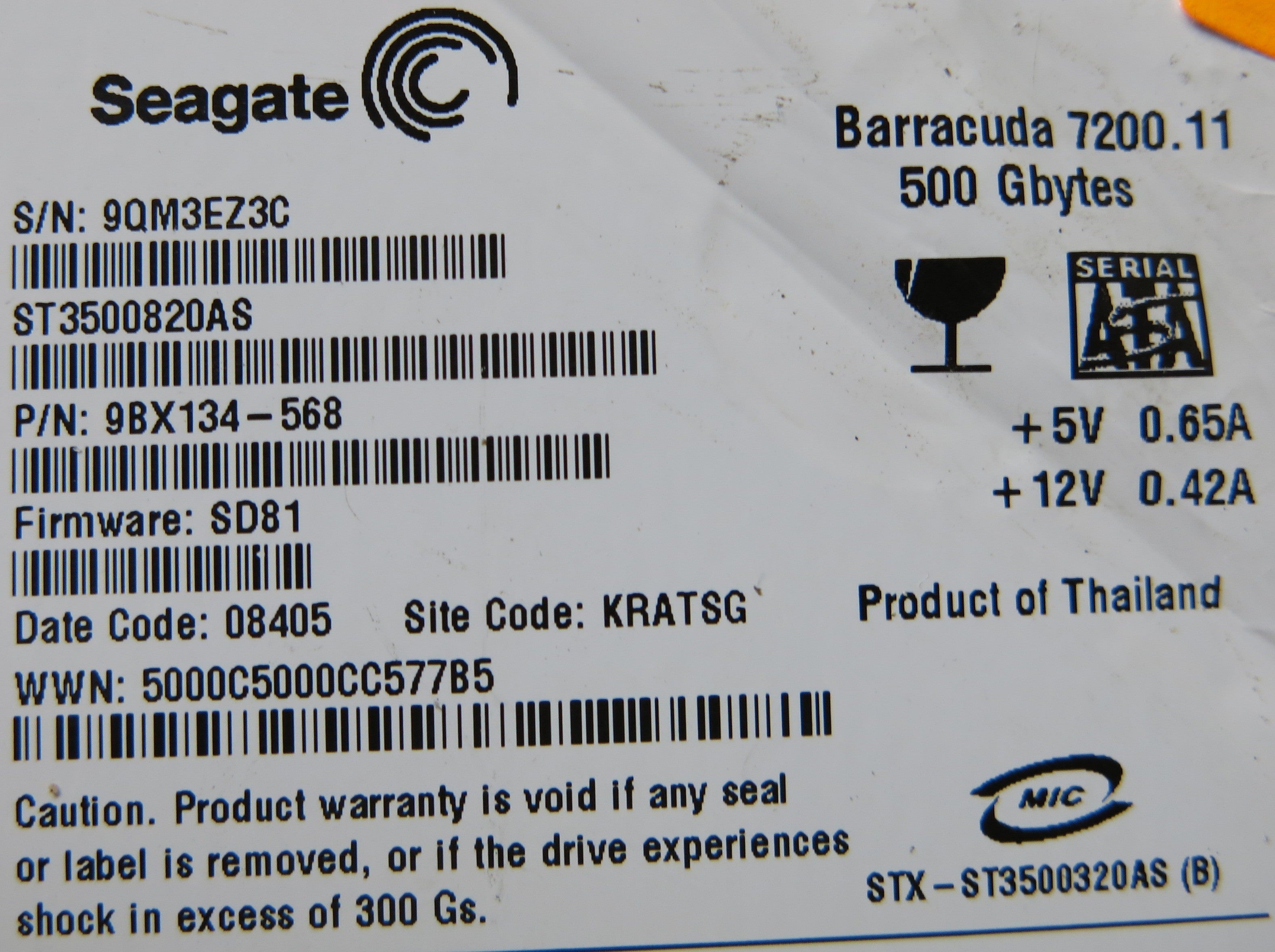ST3500820AS 100466725 REV A DLAJ-4 PCB