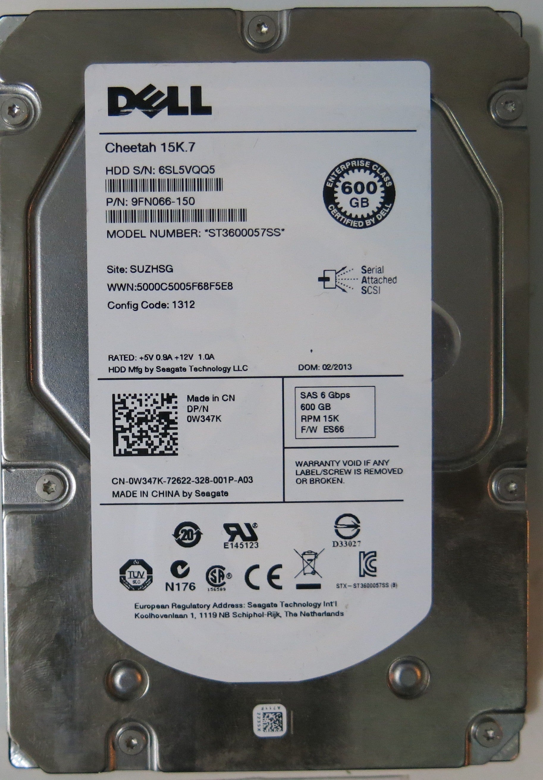 ST3600057SS,  P/N:9FN066-150,  Serial:6SL5VQQ5,  600GB 3.5,  PCB:100549571- REV A