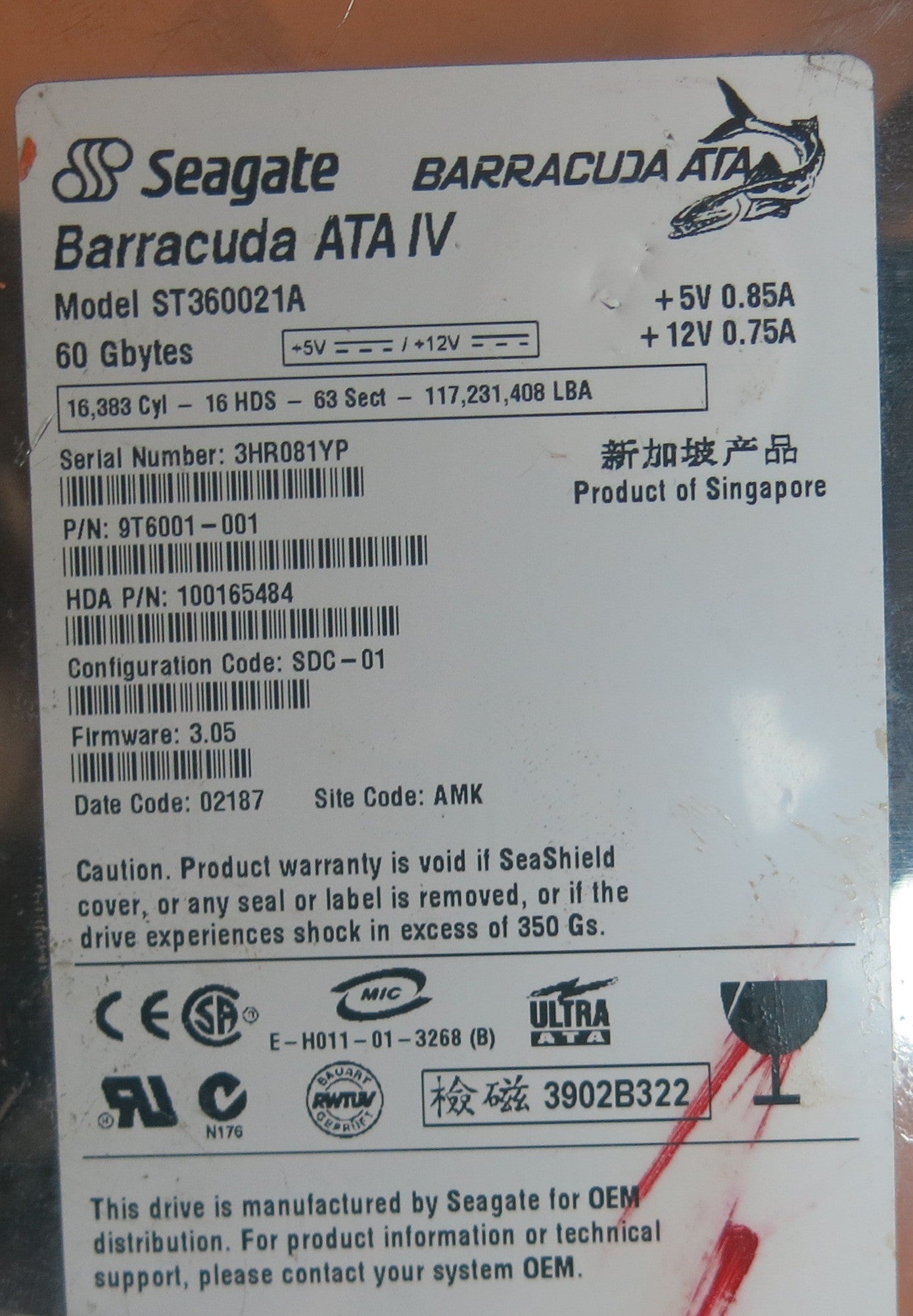 ST360021A, PN 9T6001-001, 100151017 REV A PCB