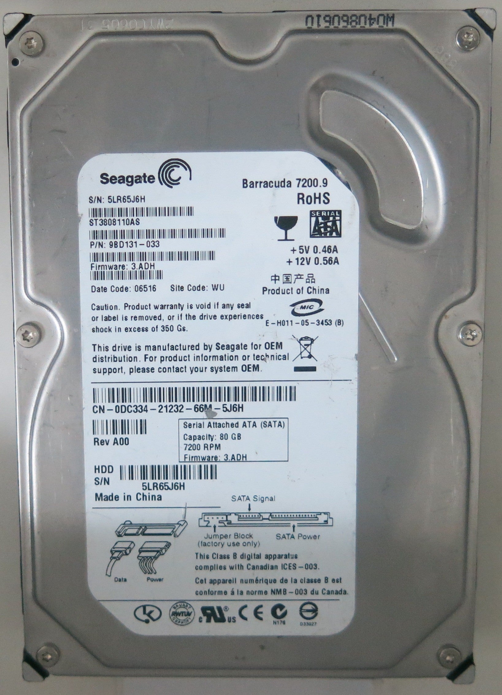 ST3808110AS, PN 9BD131-033, 100387575 REV D  PCB