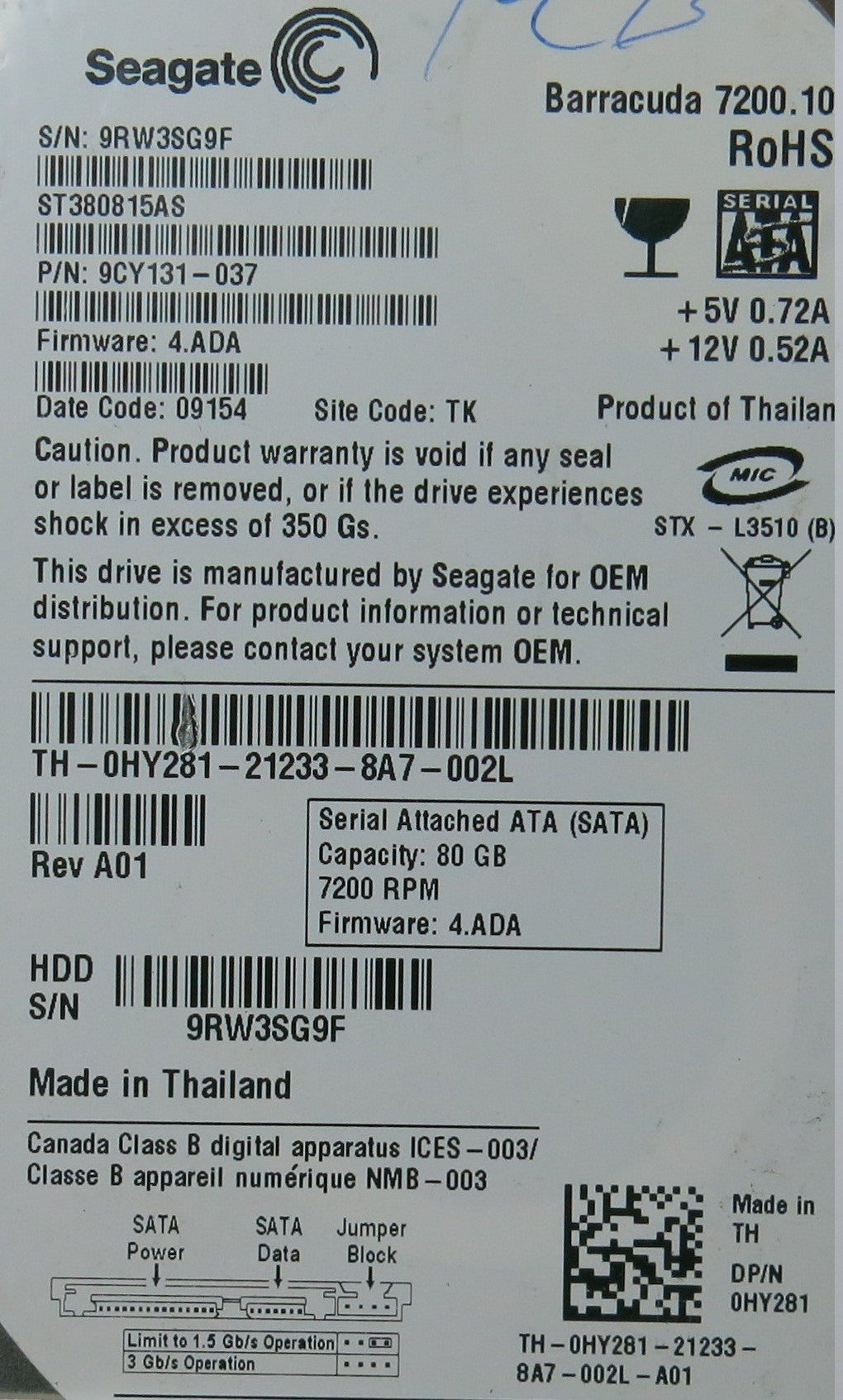 ST380815AS 100470387 REV B PCB