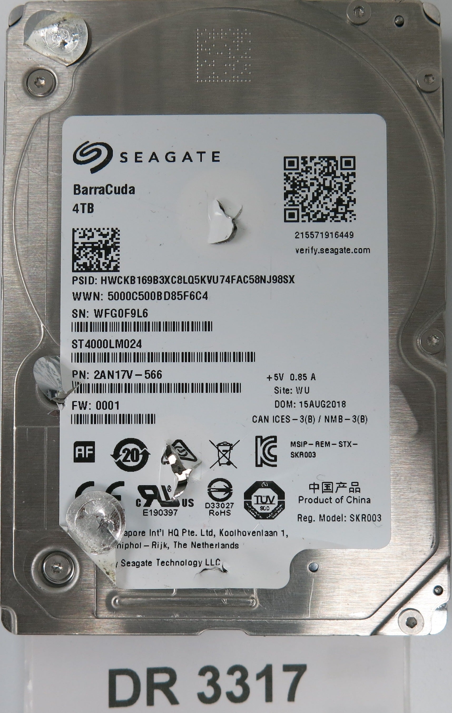 ST4000LM024, P/N: 2AN17V-566, FW: 0001, Serial: WFG0F9L6, 4TB 3.5, PCB:100794976 REV C