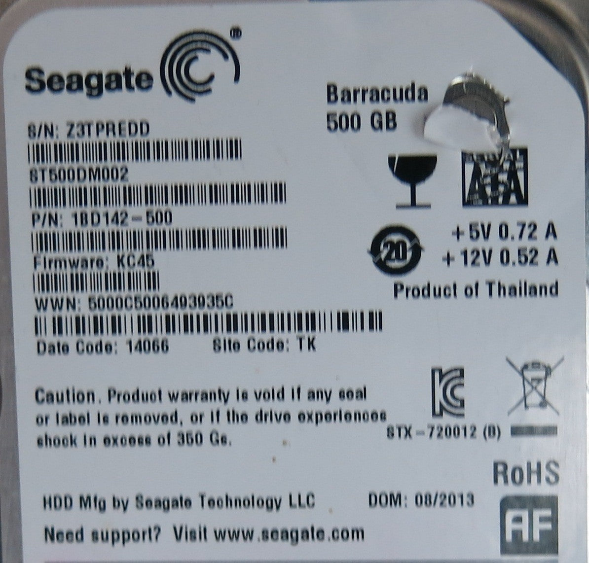 ST500DM002 FW KC45 10053504 REV C PCB