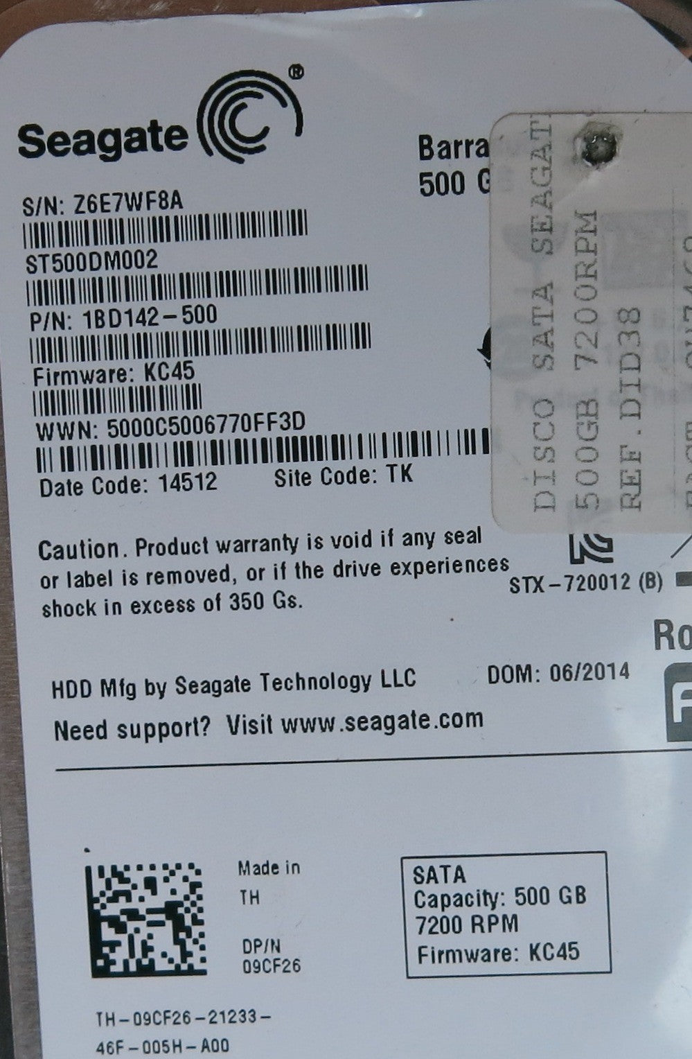 ST500DM002 FW KC45 100535704 REV D PCB