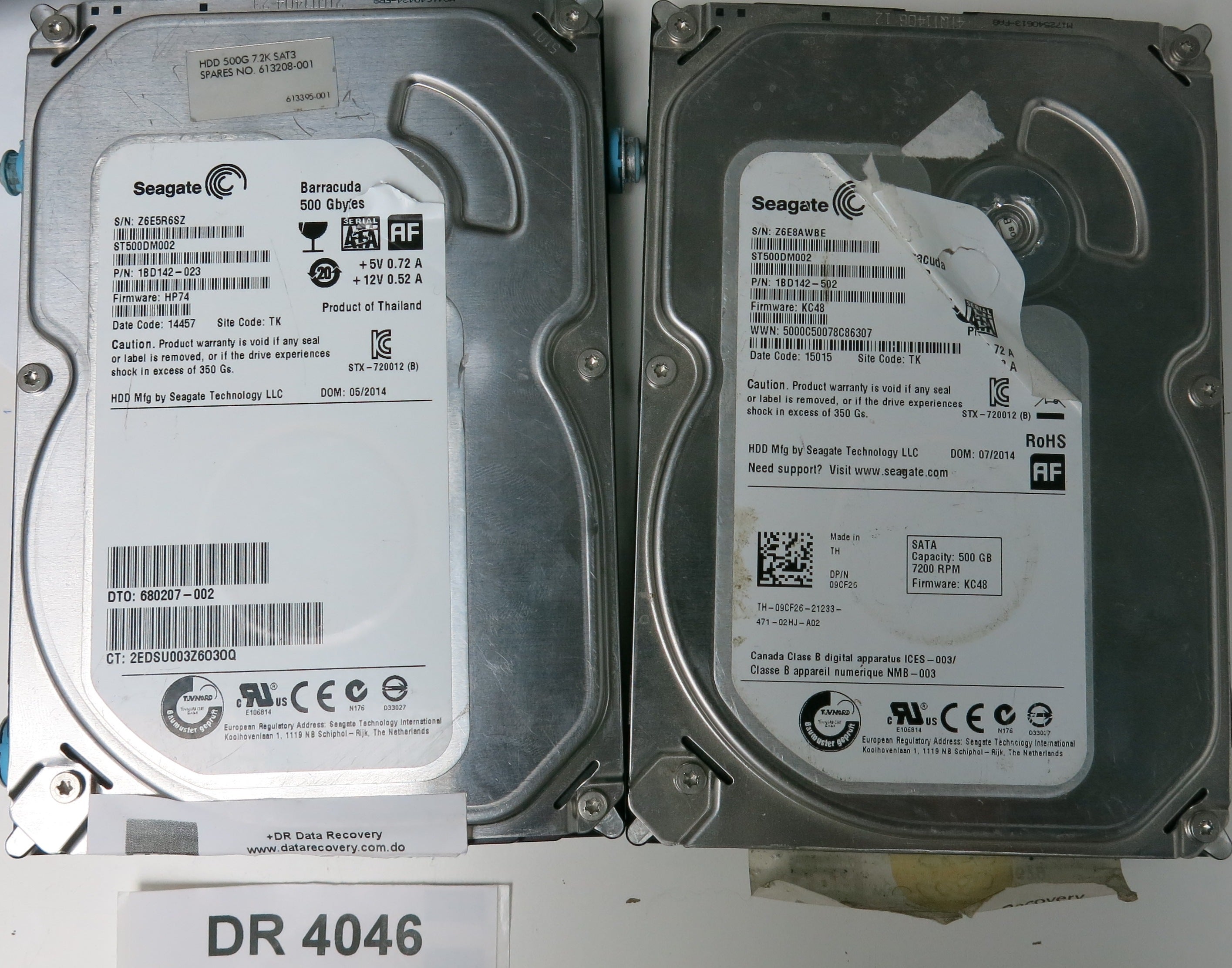 ST500DM002, P/N: 1BD142-023, FW: HP74, Serial: Z6E5R6SZ, 500GB 3.5, PCB: 100535704 REV 0
