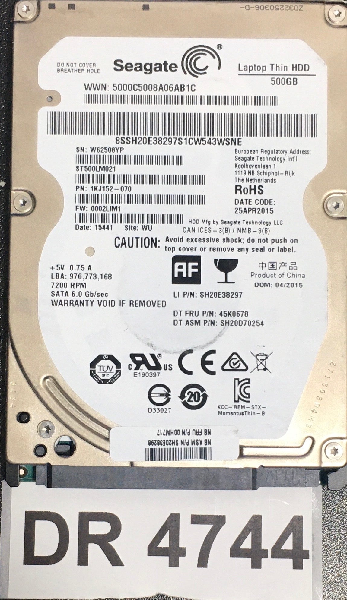 ST500LM021,  Serial: W62508YP,  500GB 2.5,  PCB : 100729420 REV B,
