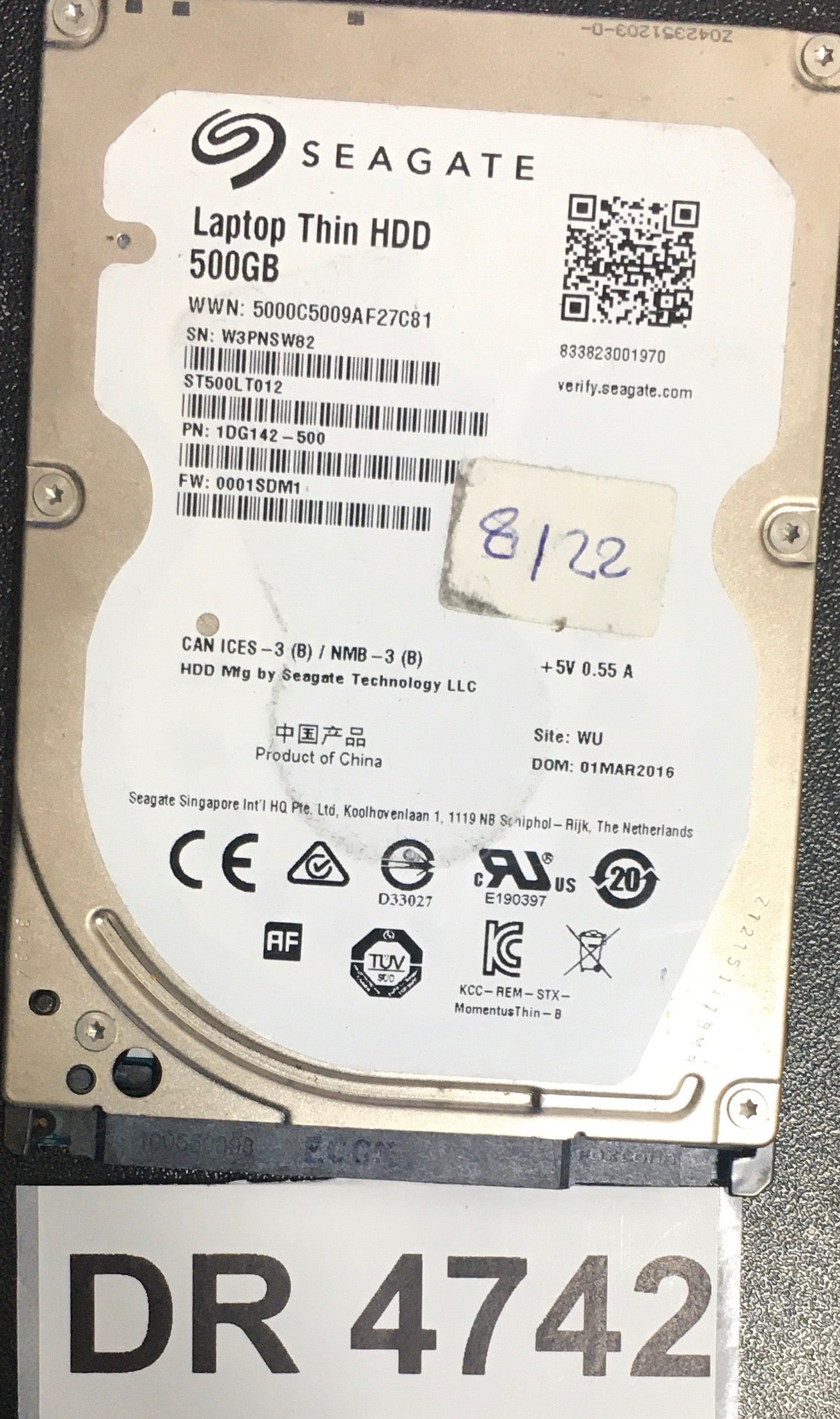ST500LT012,  Serial: W3PNSW82,  500GB 2.5,  PCB : 100729420 REV B,