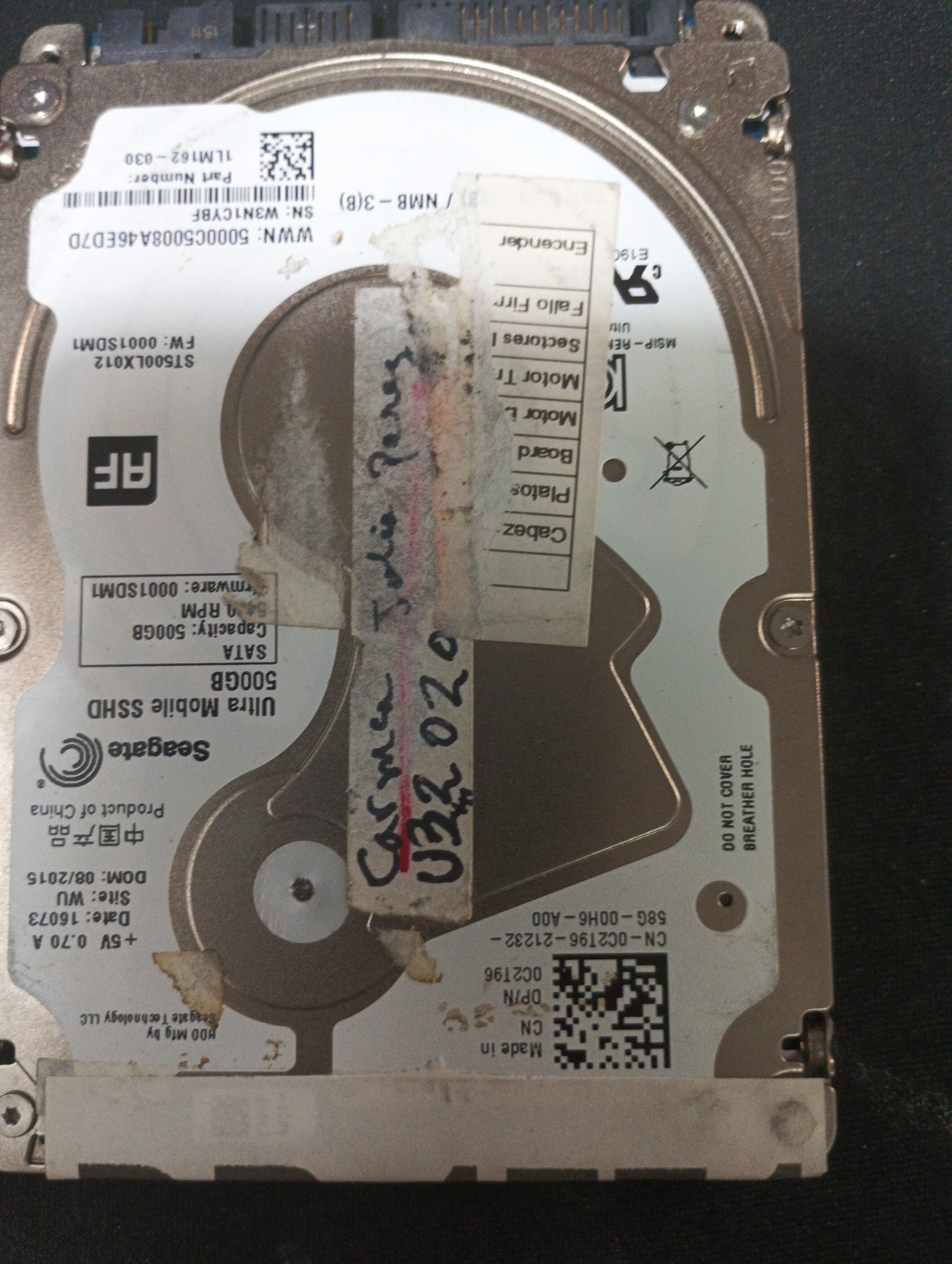 ST500LX012,  Serial: W3N1CYBF,  500GB 2.5,  PCB: 100741095- REV B,