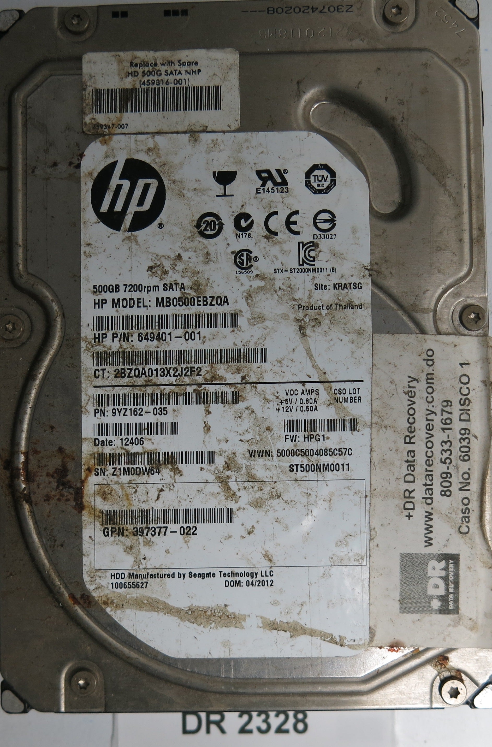 ST500NM0011, P/N: 9YZ162-035, FW: HPG1, Serial: Z1M0DW64, 500GB 3.5 PCB:, 100643297 REV