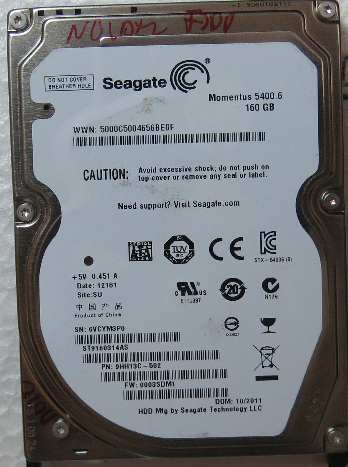 ST9160314AS PN  9HH13C-502 100536286 REV E PCB