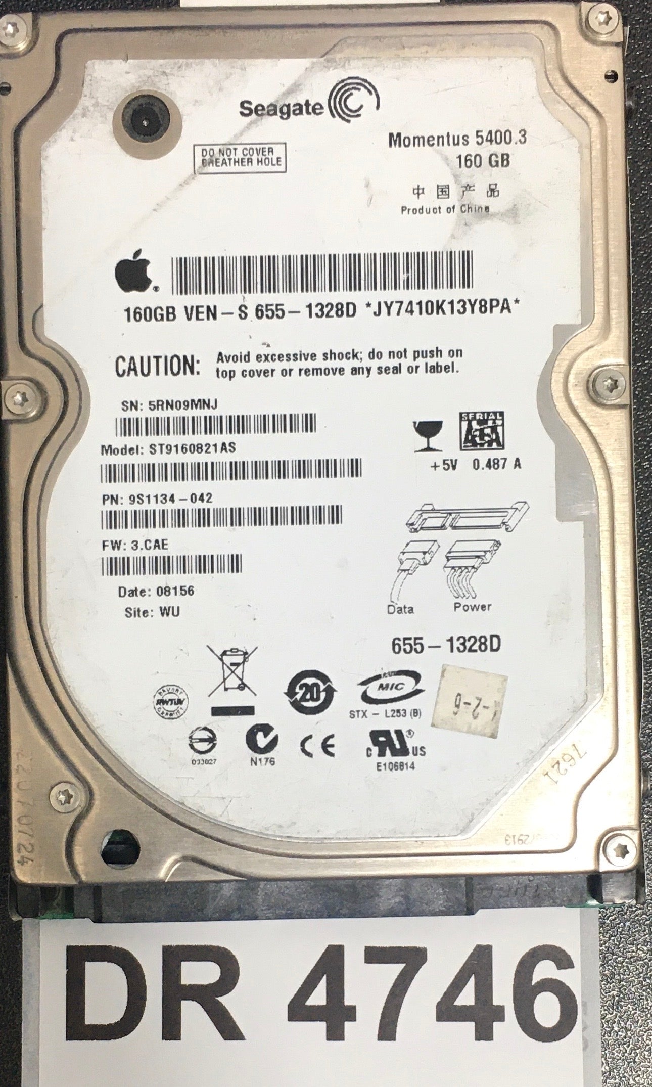 ST9160821AS,  Serial: 5RN09MNJ,  160GB 2.5,