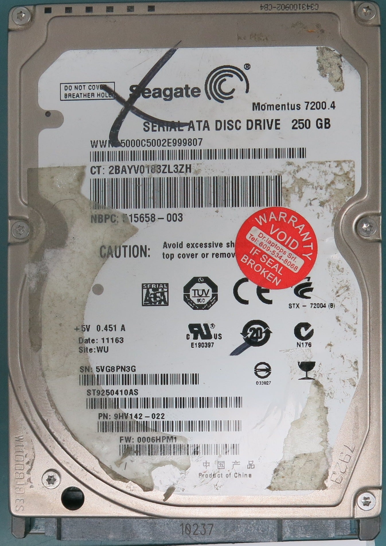 ST9250410AS, P/N:  9HV142-022, FW: 0006HPM1, 250GB 2.5