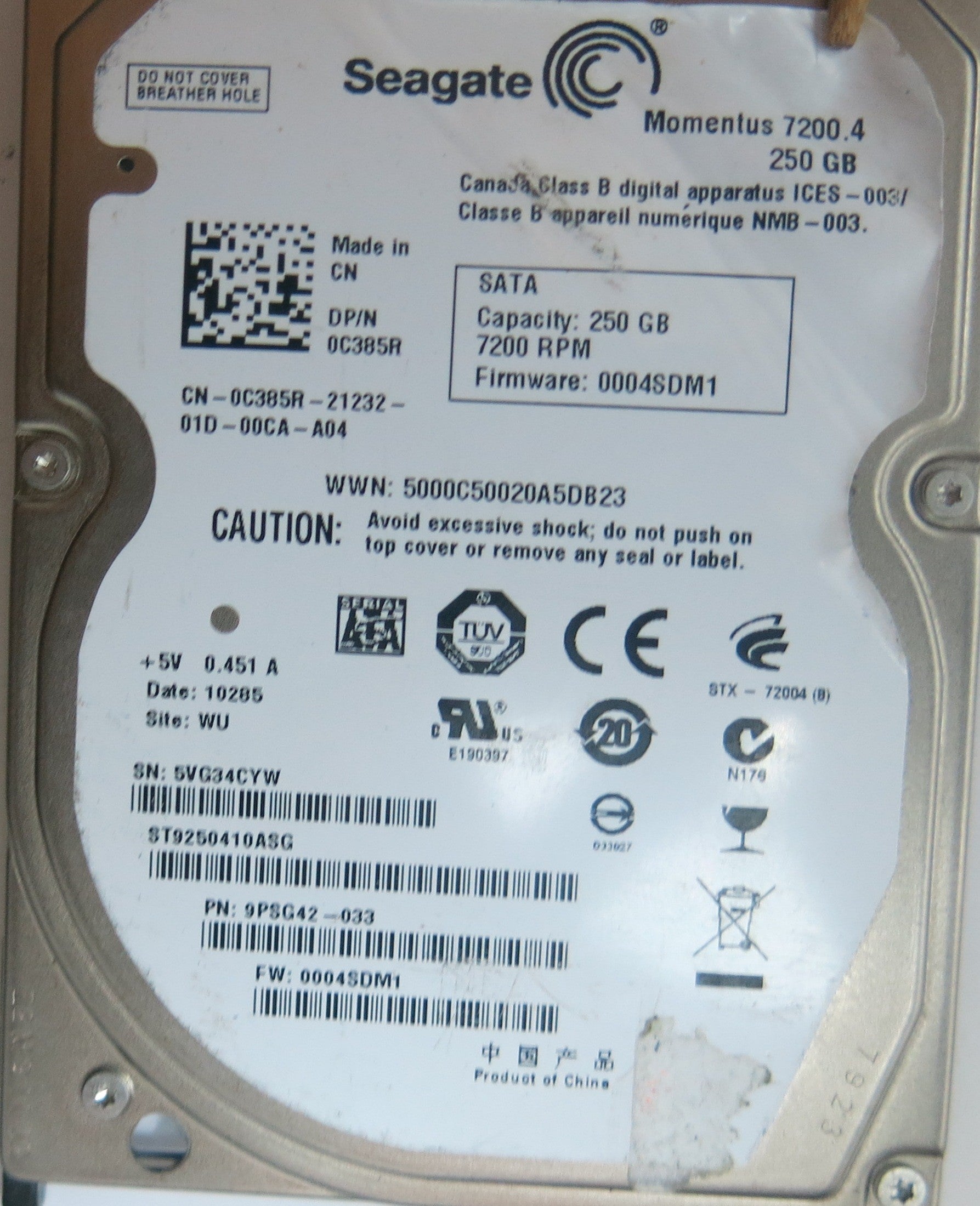 ST9250410ASG PN 9PSG42-033, 1005362886 REV E PCB