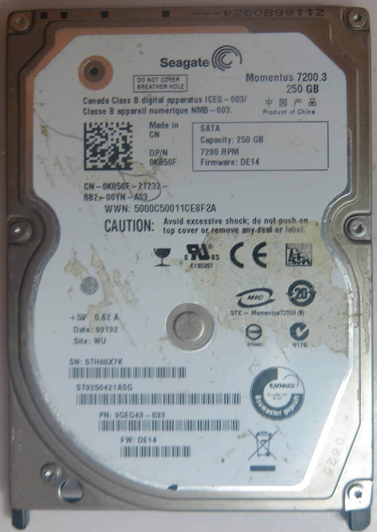ST9250421ASG, PN 9GEG43-033, 100513573 REV B PCB