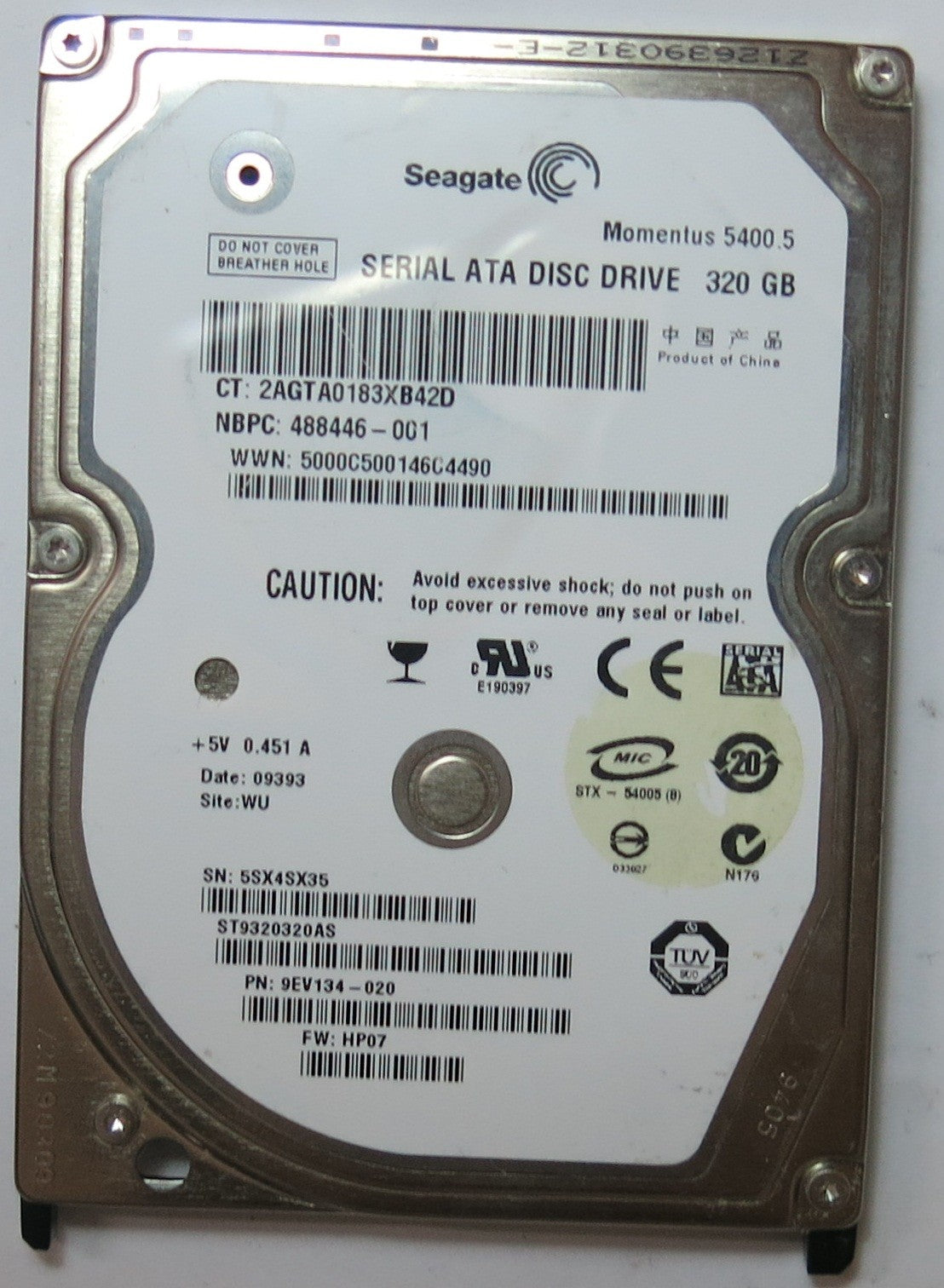 ST9320320AS HP07 100513491 REV A PCB