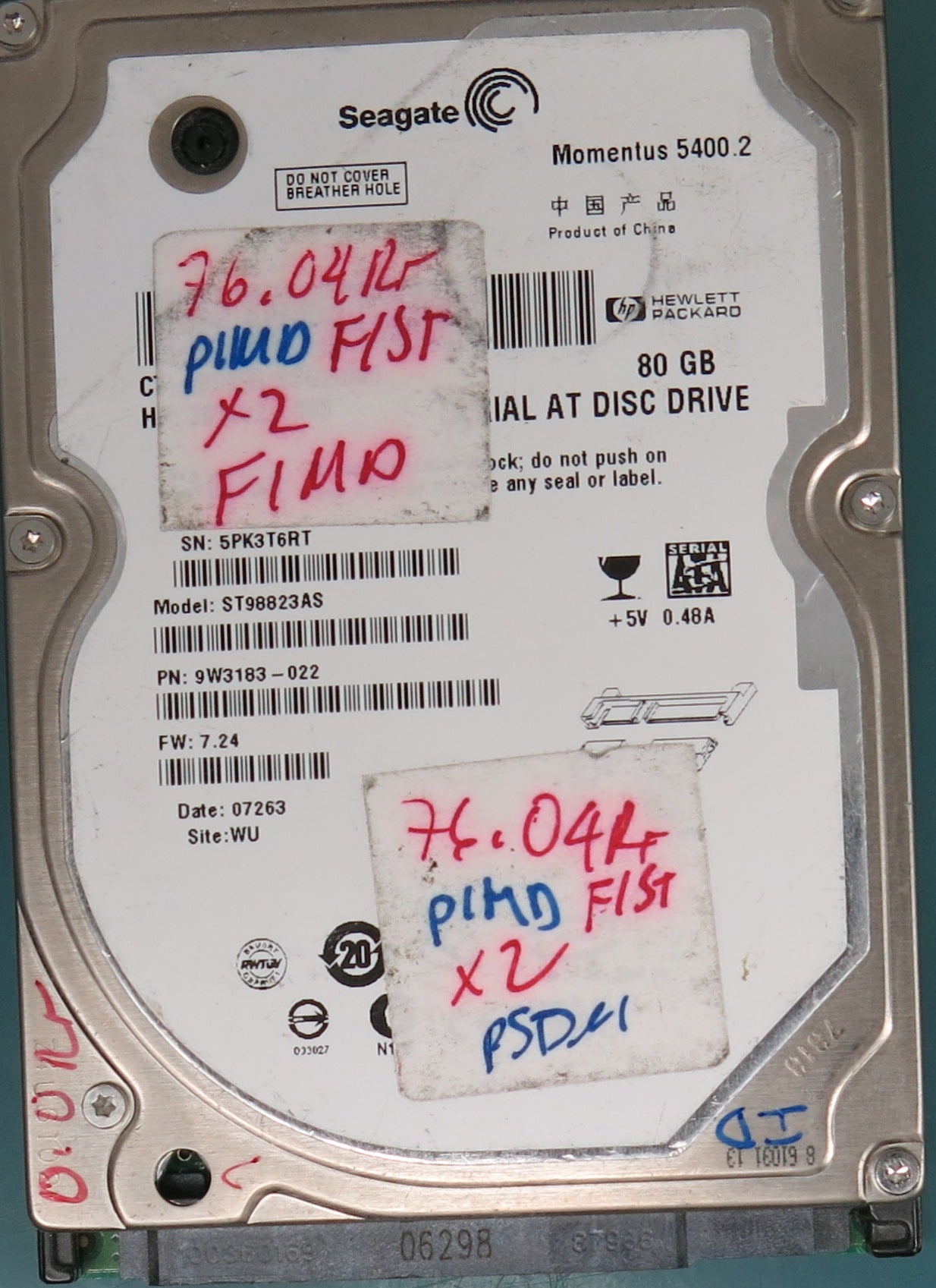 ST98823AS, P/N:  9W3183-022, FW: 7.24, 80GB 2.5